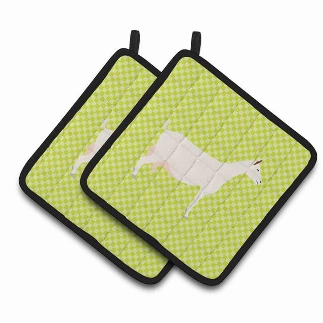 Caroline's Treasures Saanen Goat Green Pair of Pot Holders