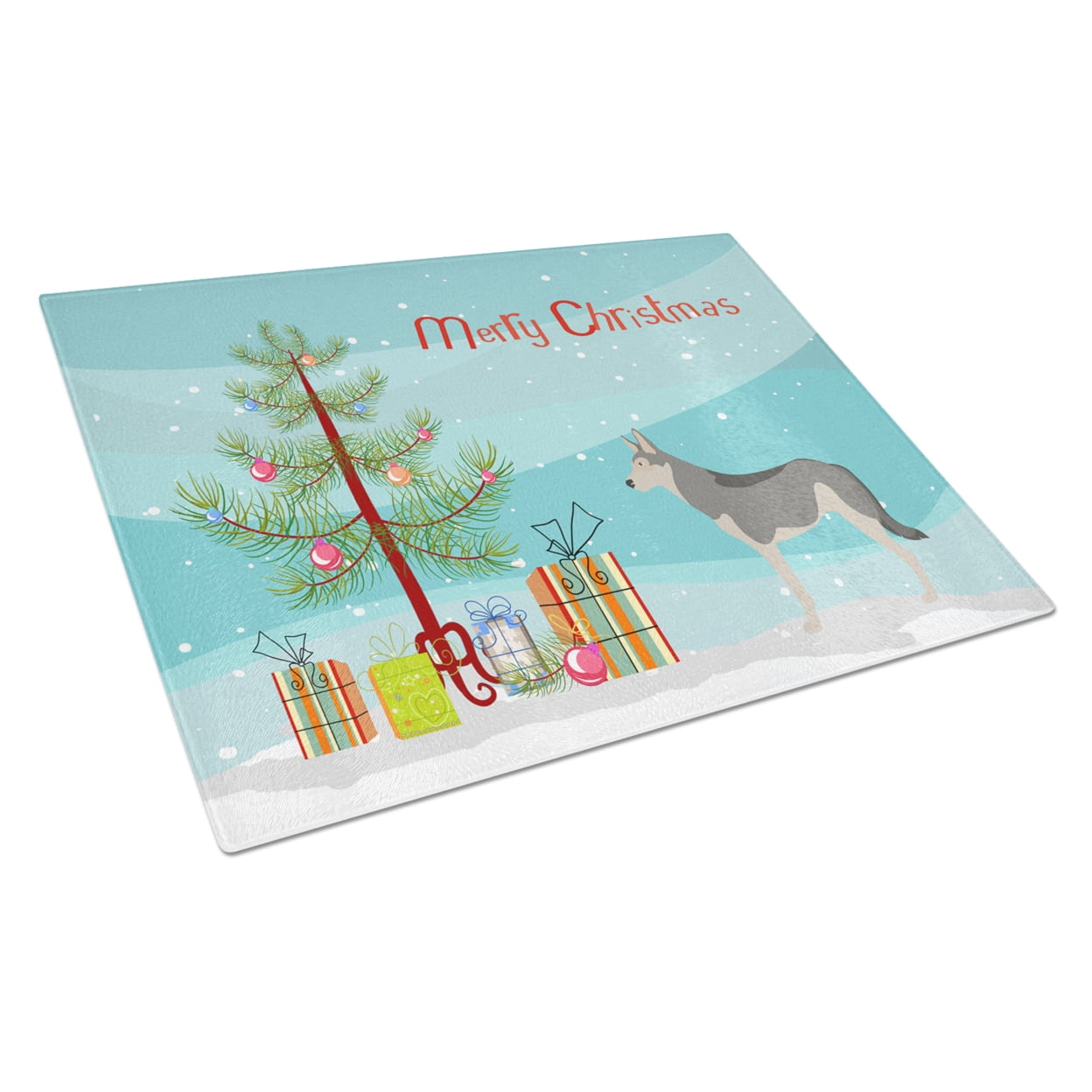 Caroline's Treasures Saarloos Wolfdog Christmas Glass Cutting Board Large