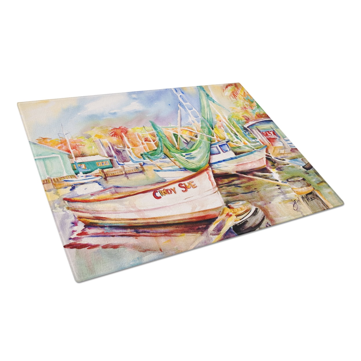 Caroline's Treasures Sailboat Cindy Sue Glass Cutting Board Large