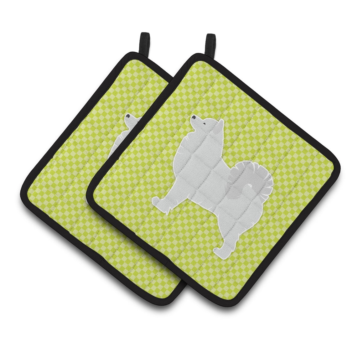 Caroline's Treasures Samoyed Checkerboard Green Pair of Pot Holders
