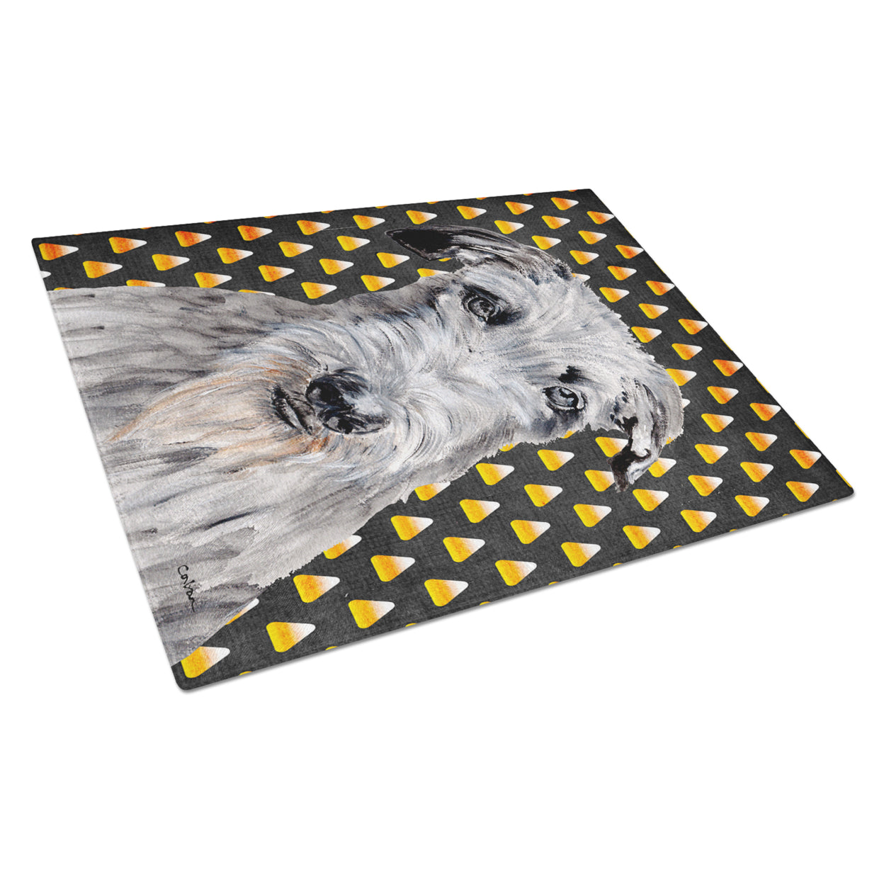 Caroline's Treasures Scottish Deerhound Candy Corn Halloween Glass Cutting Board Large Size