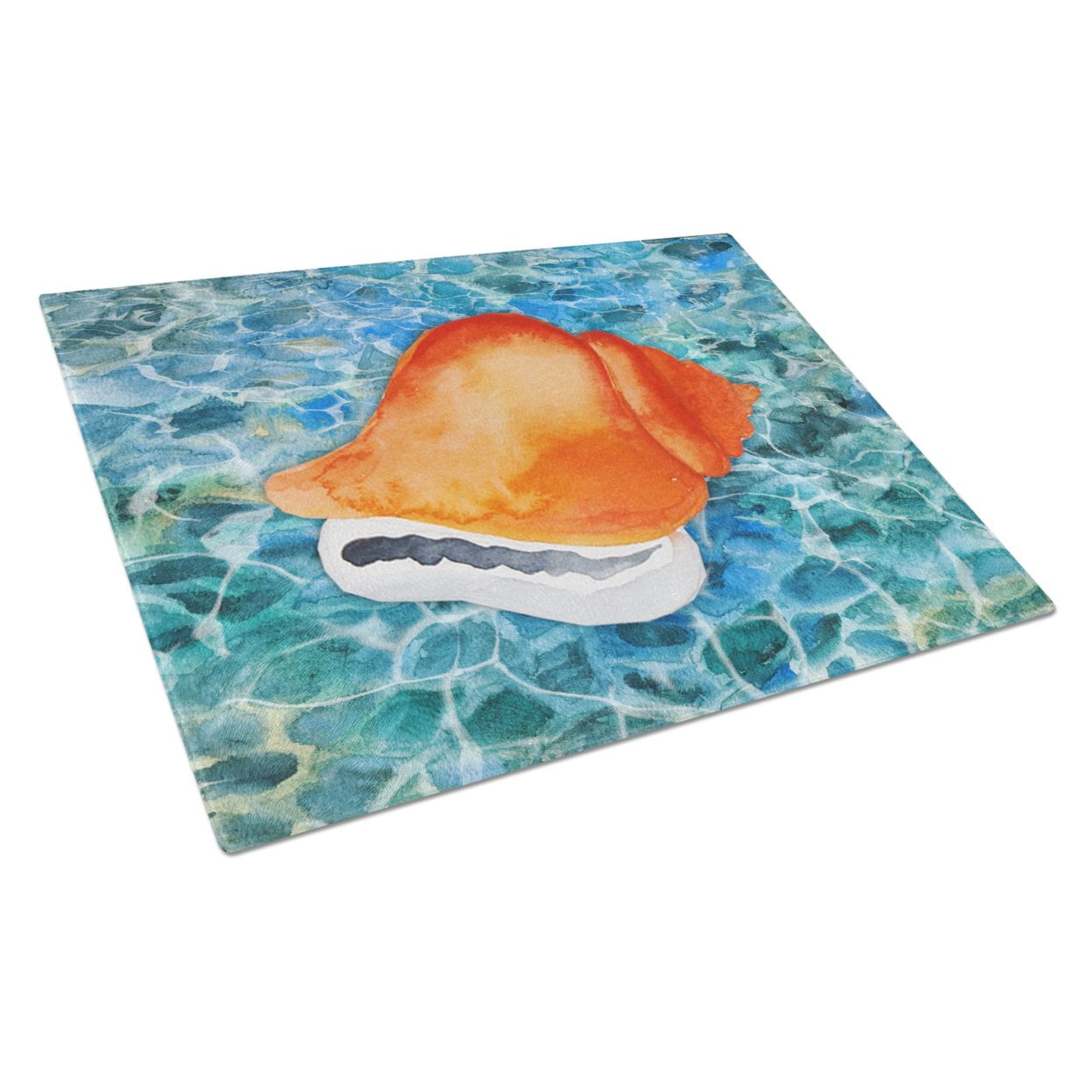 Caroline's Treasures Sea Shell Glass Cutting Board Large