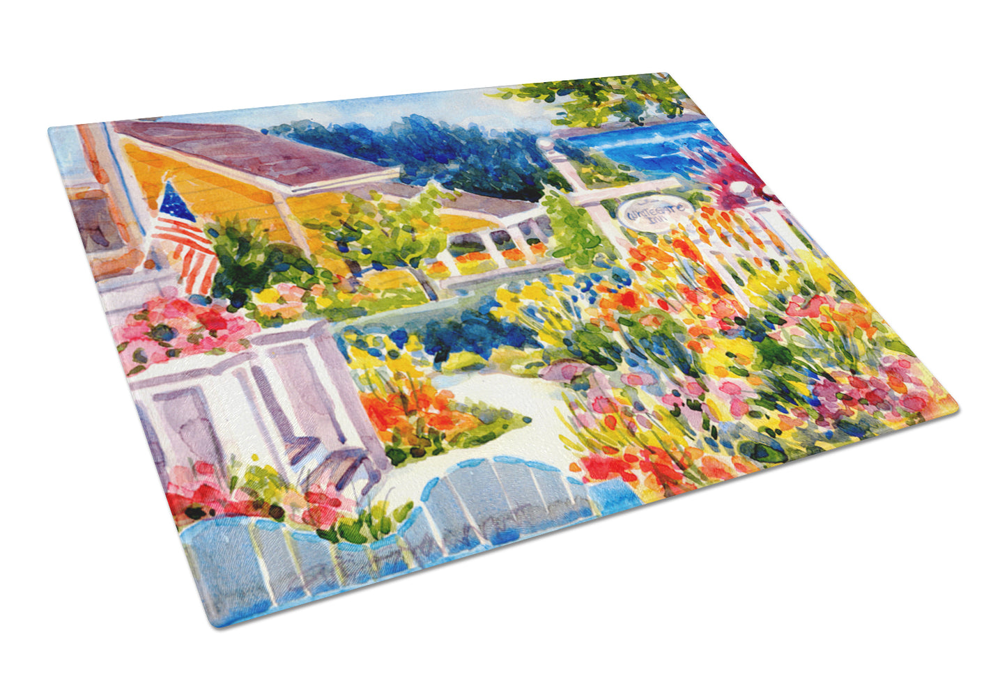 Caroline's Treasures Seaside Beach Cottage Glass Cutting Board Large