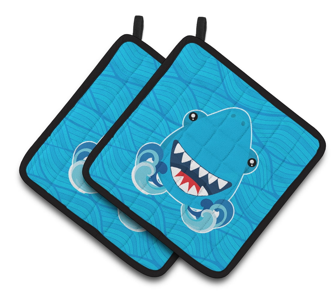 Caroline's Treasures Shark Open Wide in Waves Pair of Pot Holders