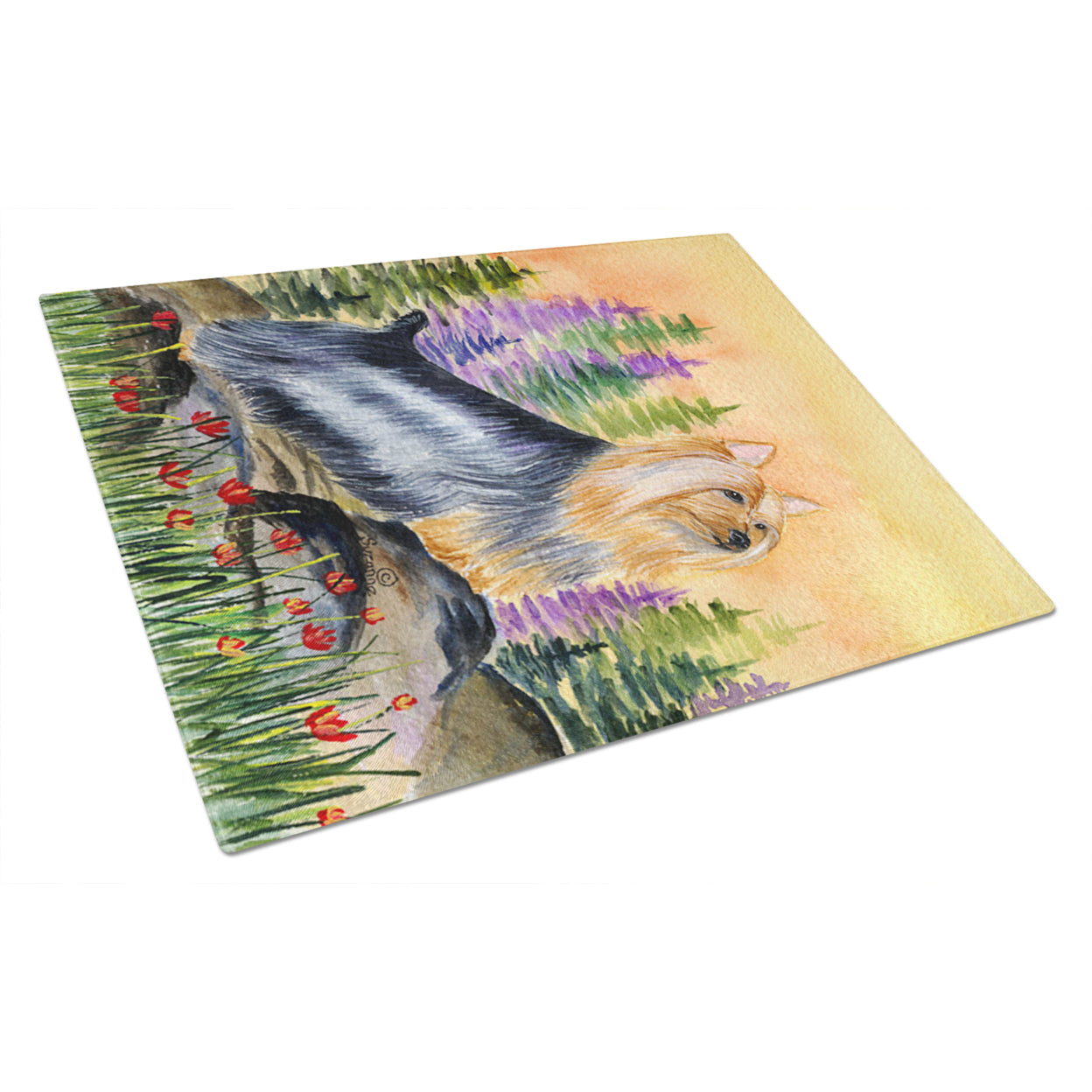 Caroline's Treasures Silky Terrier Glass Cutting Board Large