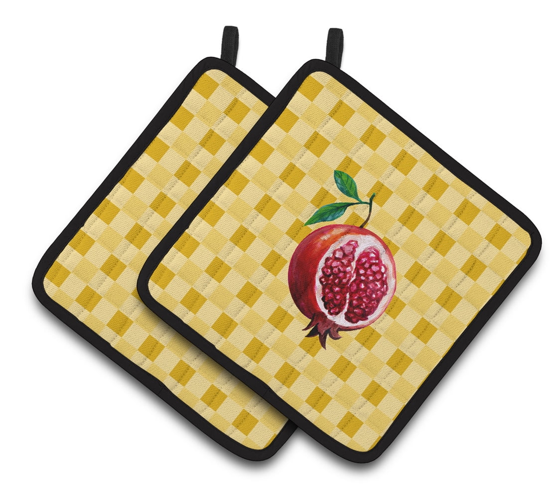 Caroline's Treasures Sliced Pomegranate on Basketweave Pair of Pot Holders