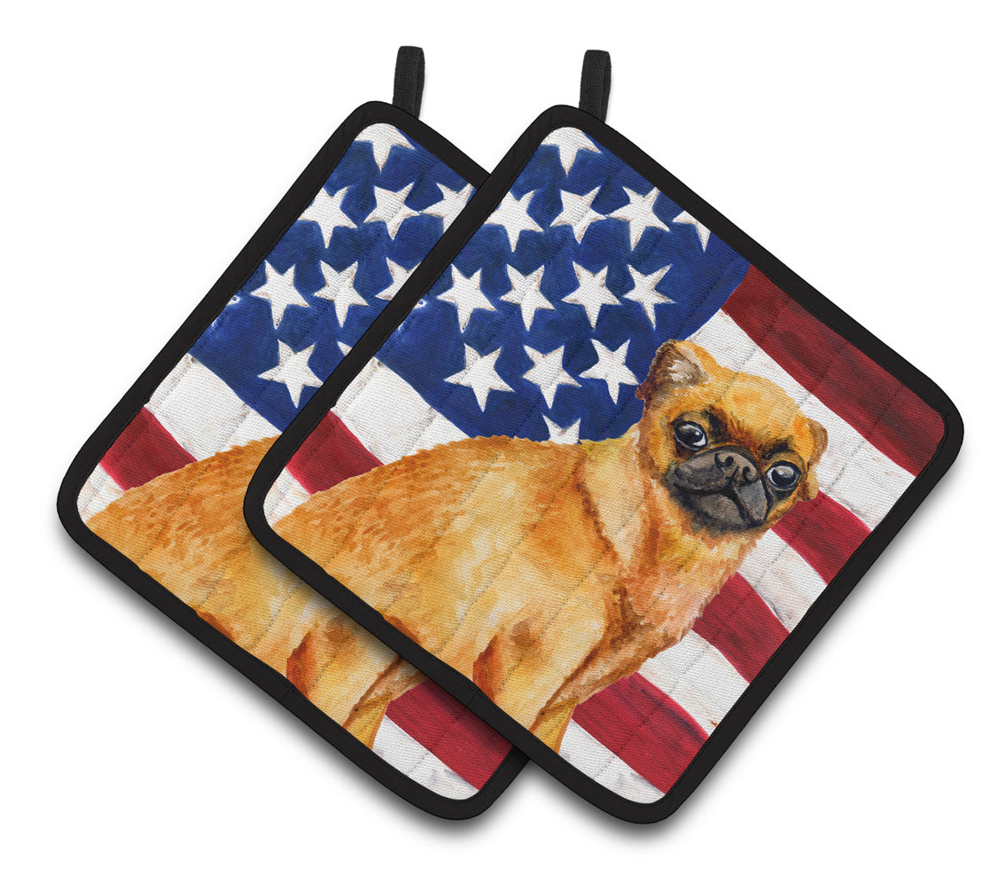 Caroline's Treasures Small Brabant Griffon Patriotic Pair of Pot Holders