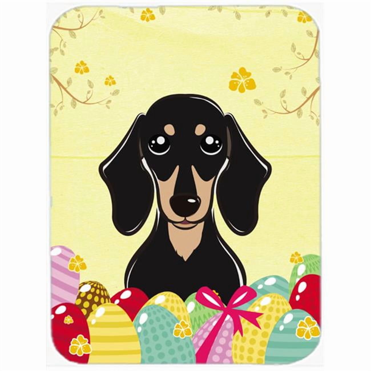 Caroline's Treasures Smooth Black and Tan Dachshund Easter Egg Hunt Glass Cutting Board Large