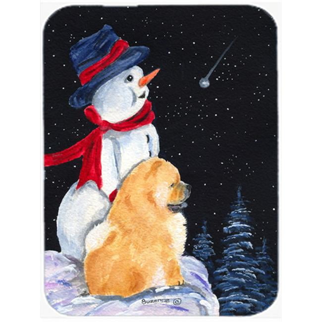 Caroline's Treasures Snowman with Chow Chow Glass Cutting Board Large