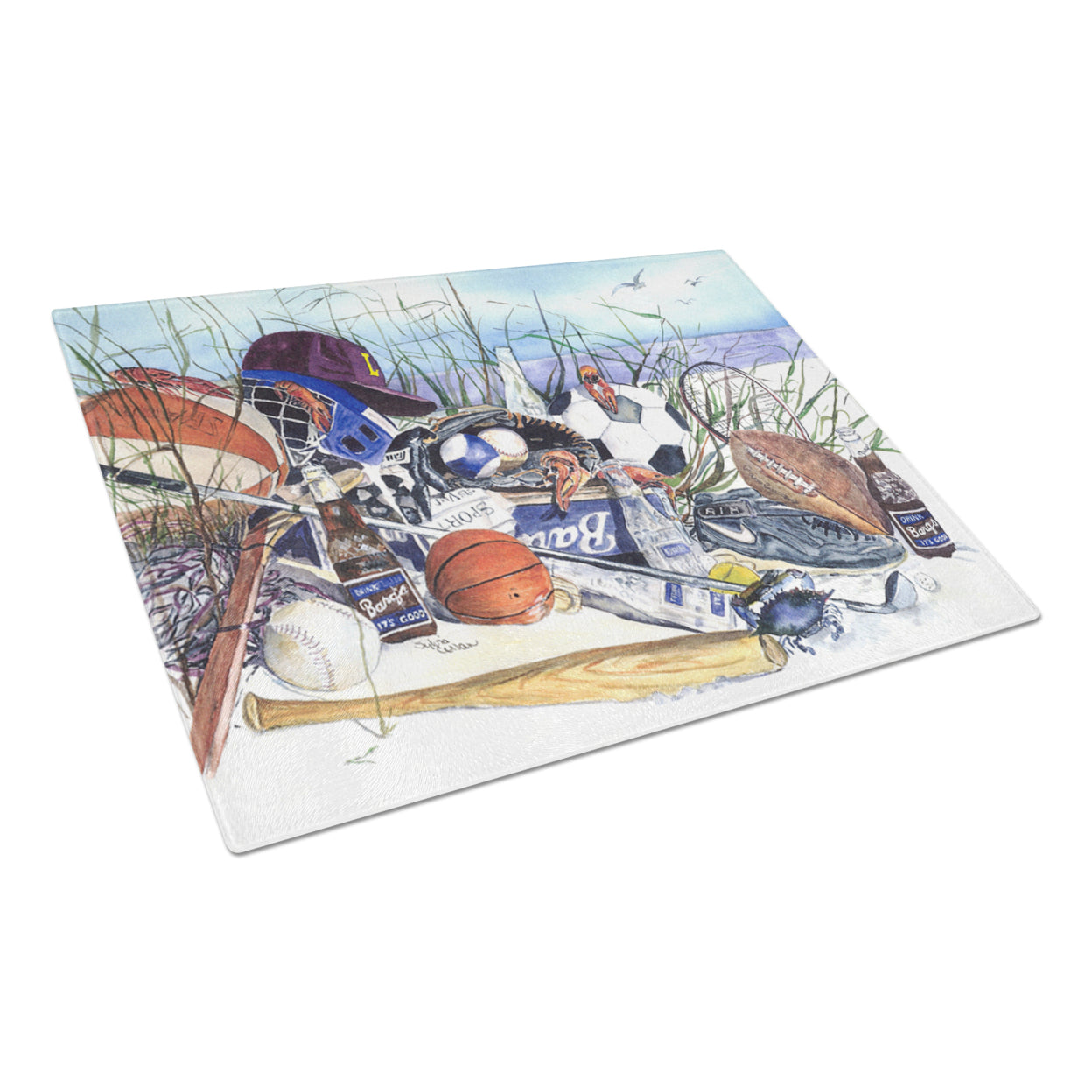 Caroline's Treasures Sports on the Beach Glass Cutting Board Large