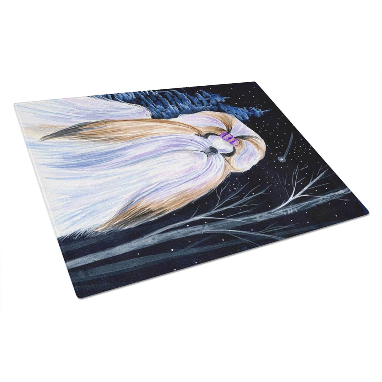 Caroline's Treasures Starry Night Shih Tzu Glass Cutting Board Large