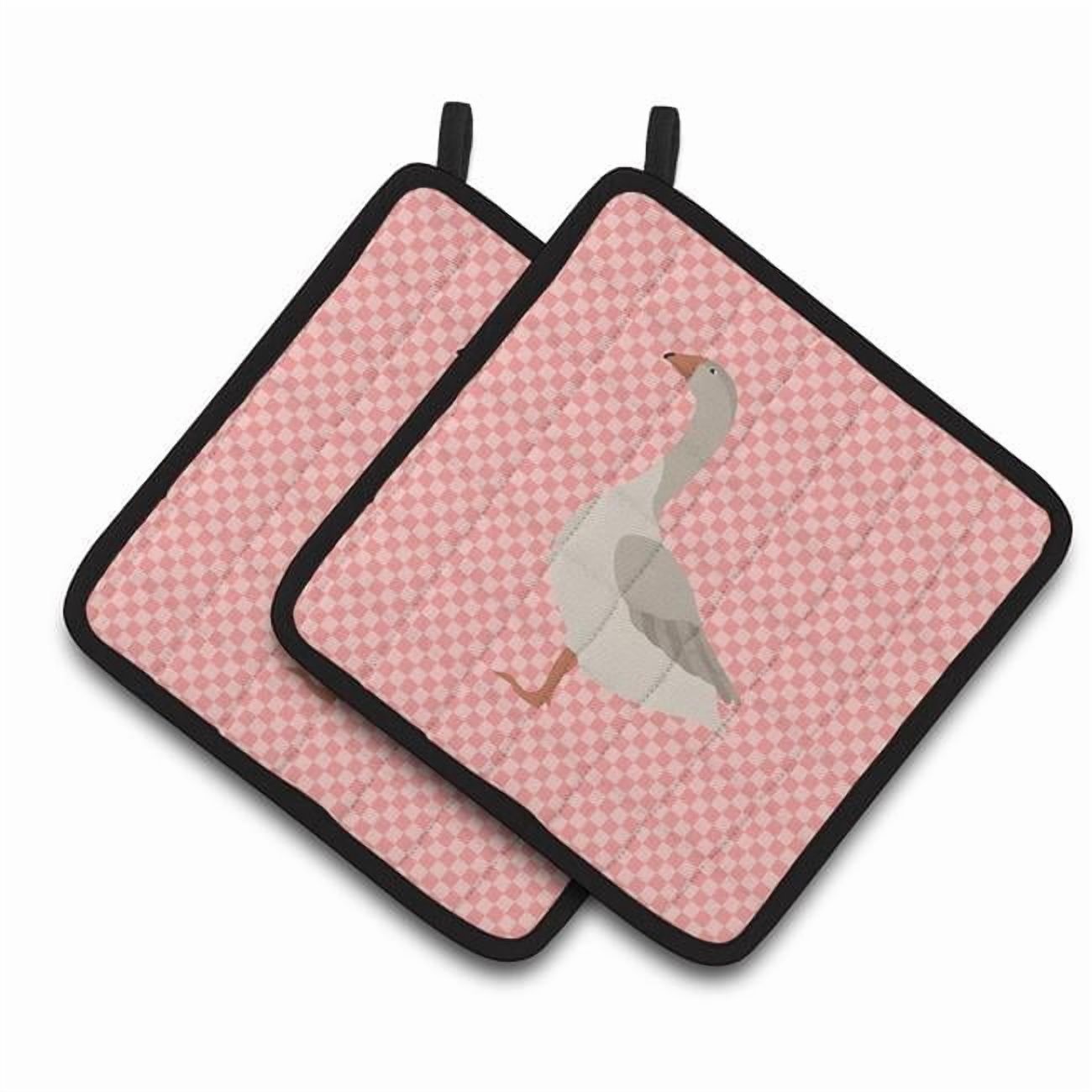 Caroline's Treasures Steinbacher Goose Pink Check Pair of Pot Holders