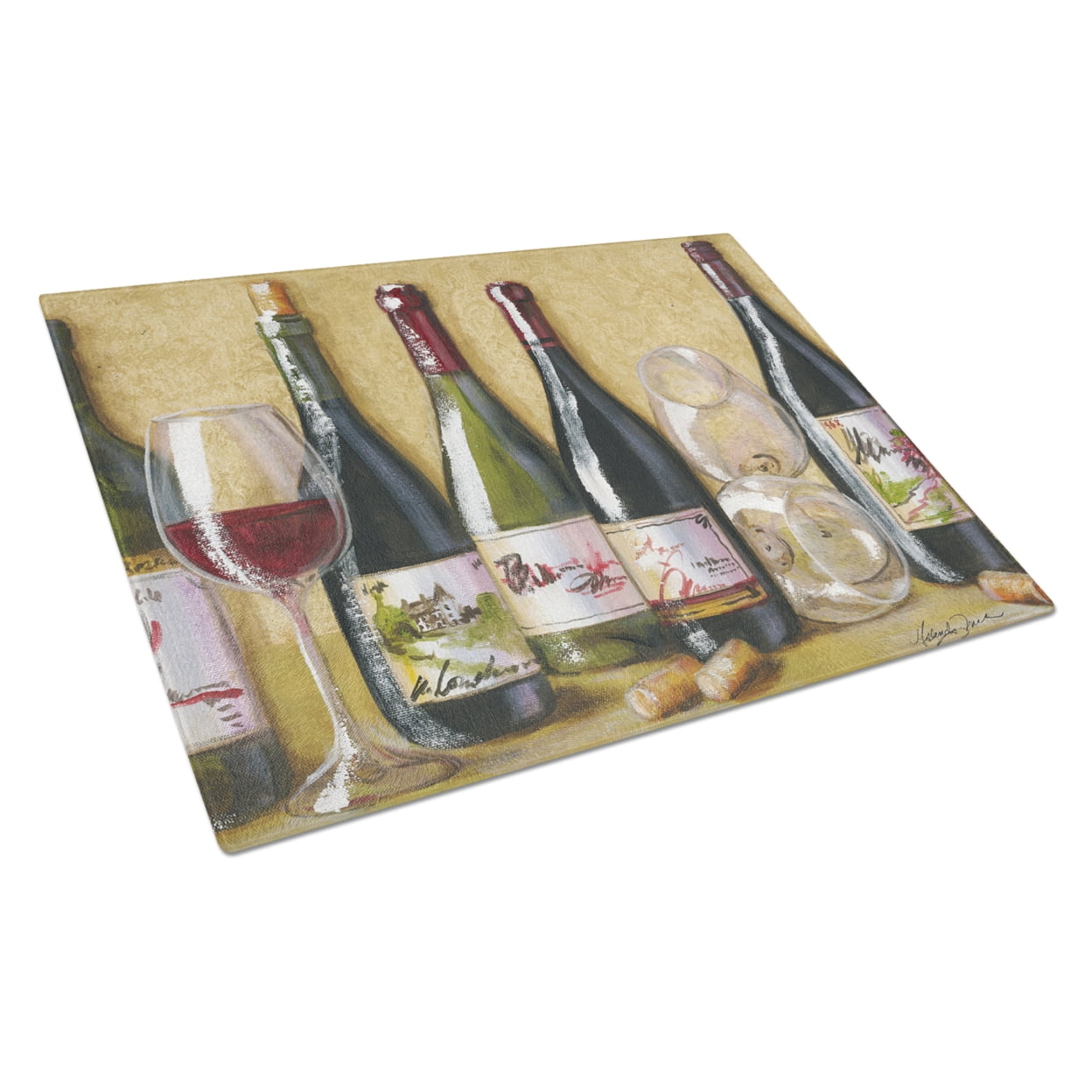Caroline's Treasures TMTR0271LCB Wine Du Vin by Malenda Trick Glass Cutting Board Large, 12H x 16W, multicolor