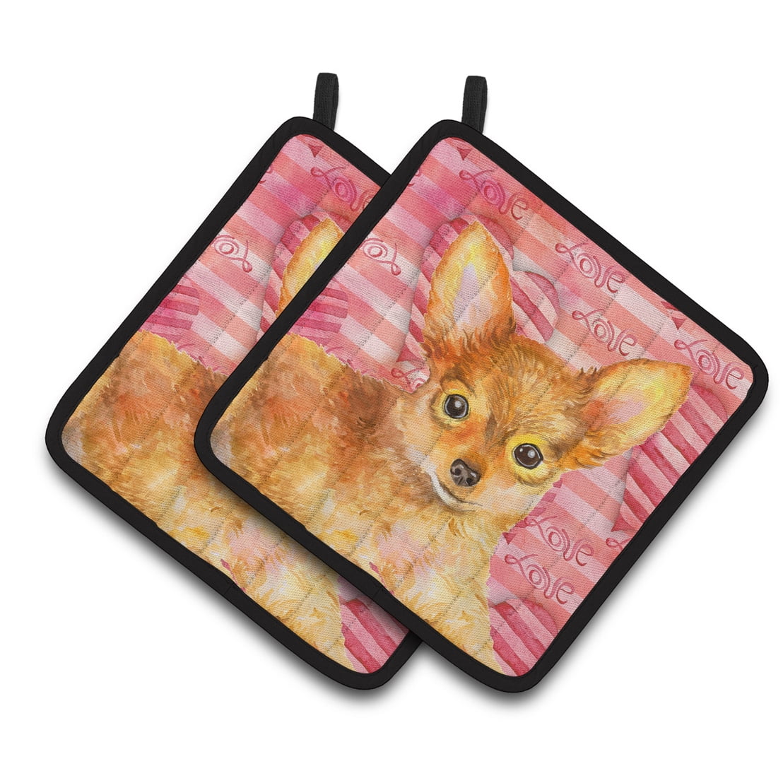Caroline's Treasures Toy Terrier Love Pair of Pot Holders