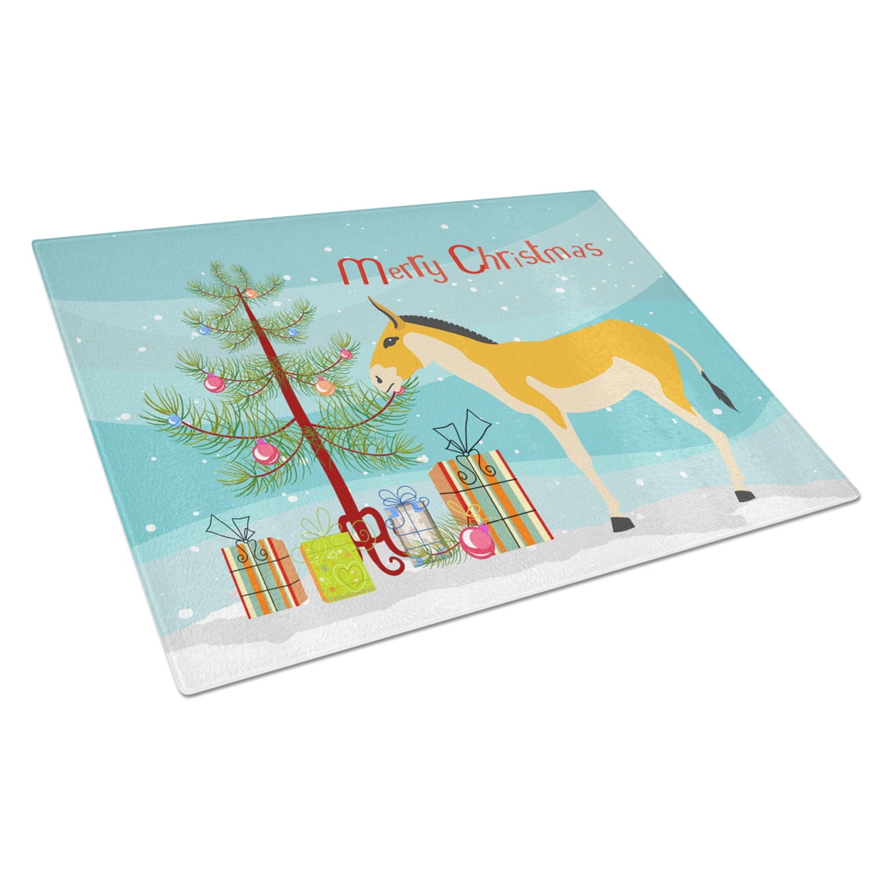 Caroline's Treasures Turkmenian Kulan Donkey Christmas Glass Cutting Board Large