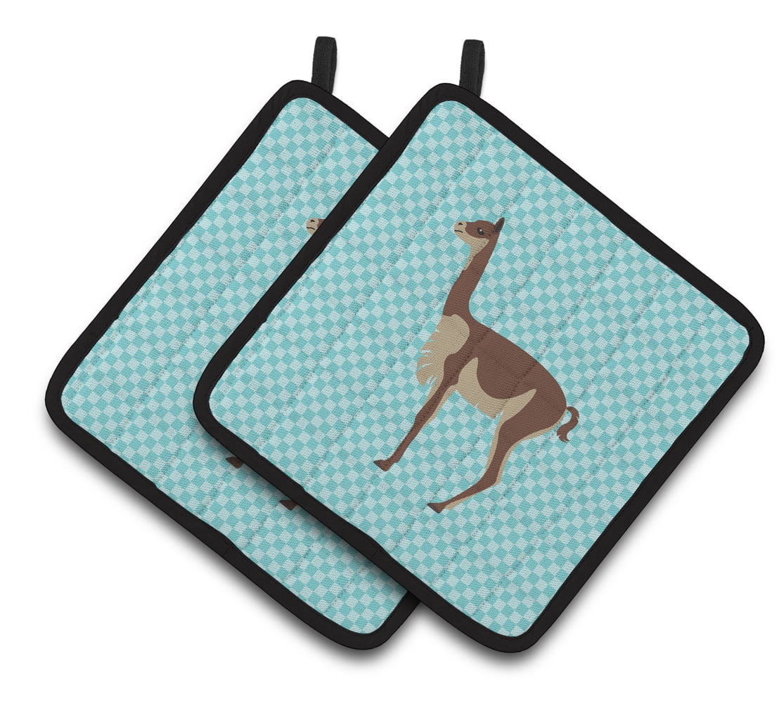 Caroline's Treasures Vicugna or Vicuna Blue Check Pair of Pot Holders