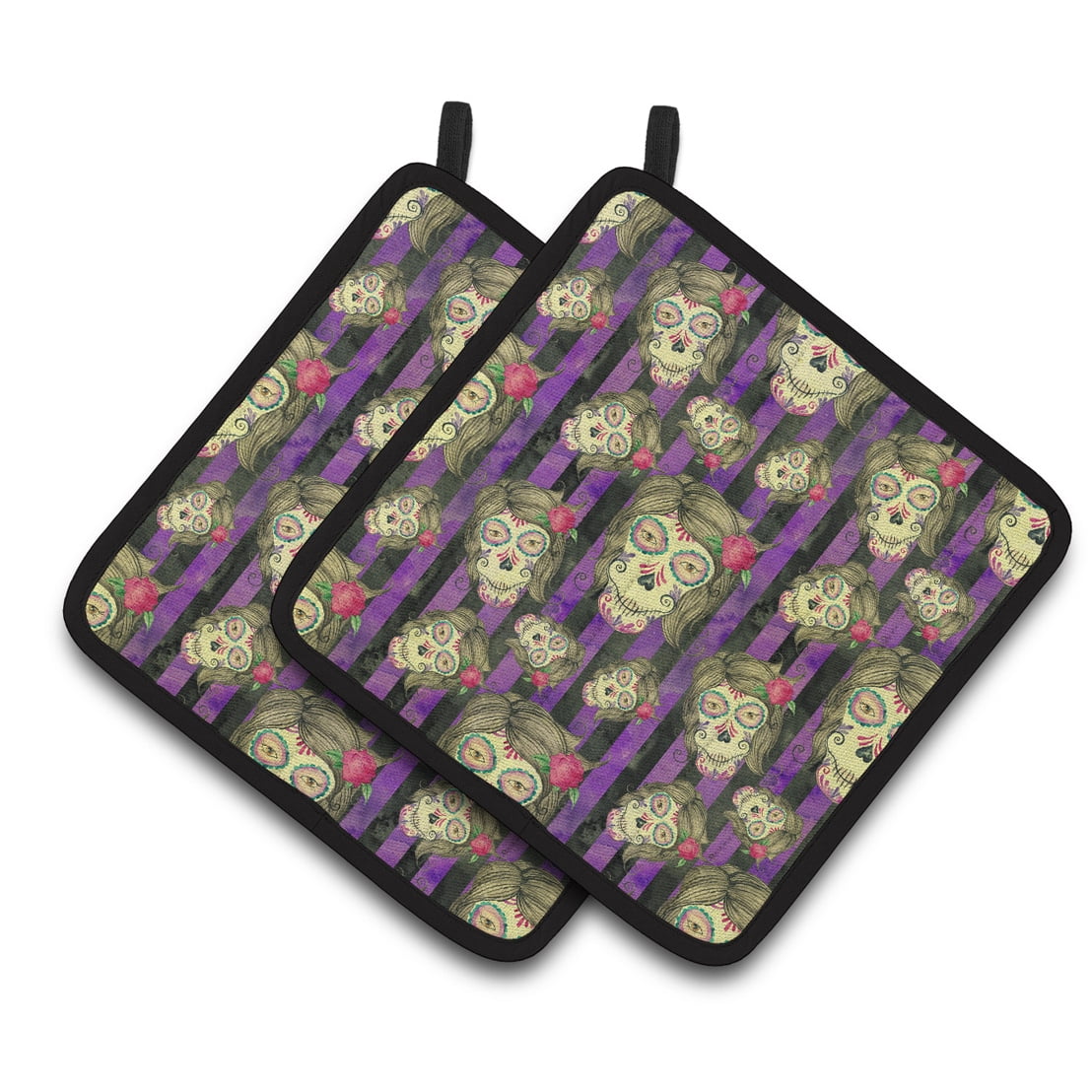 Caroline's Treasures Watecolor Day of the Dead Halloween Pair of Pot Holders
