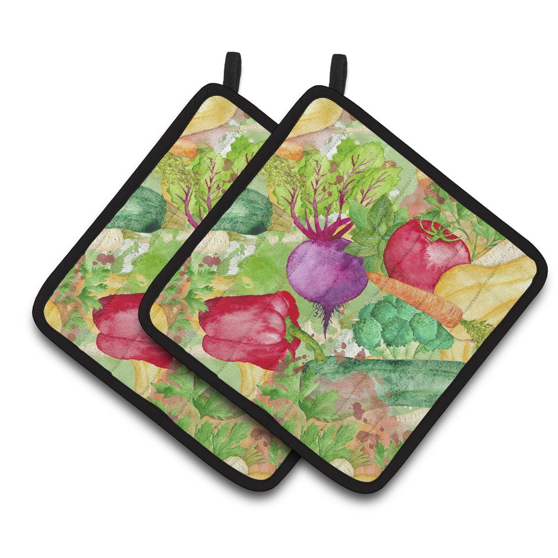 Caroline's Treasures Watercolor Vegetables Farm to Table Pair of Pot Holders