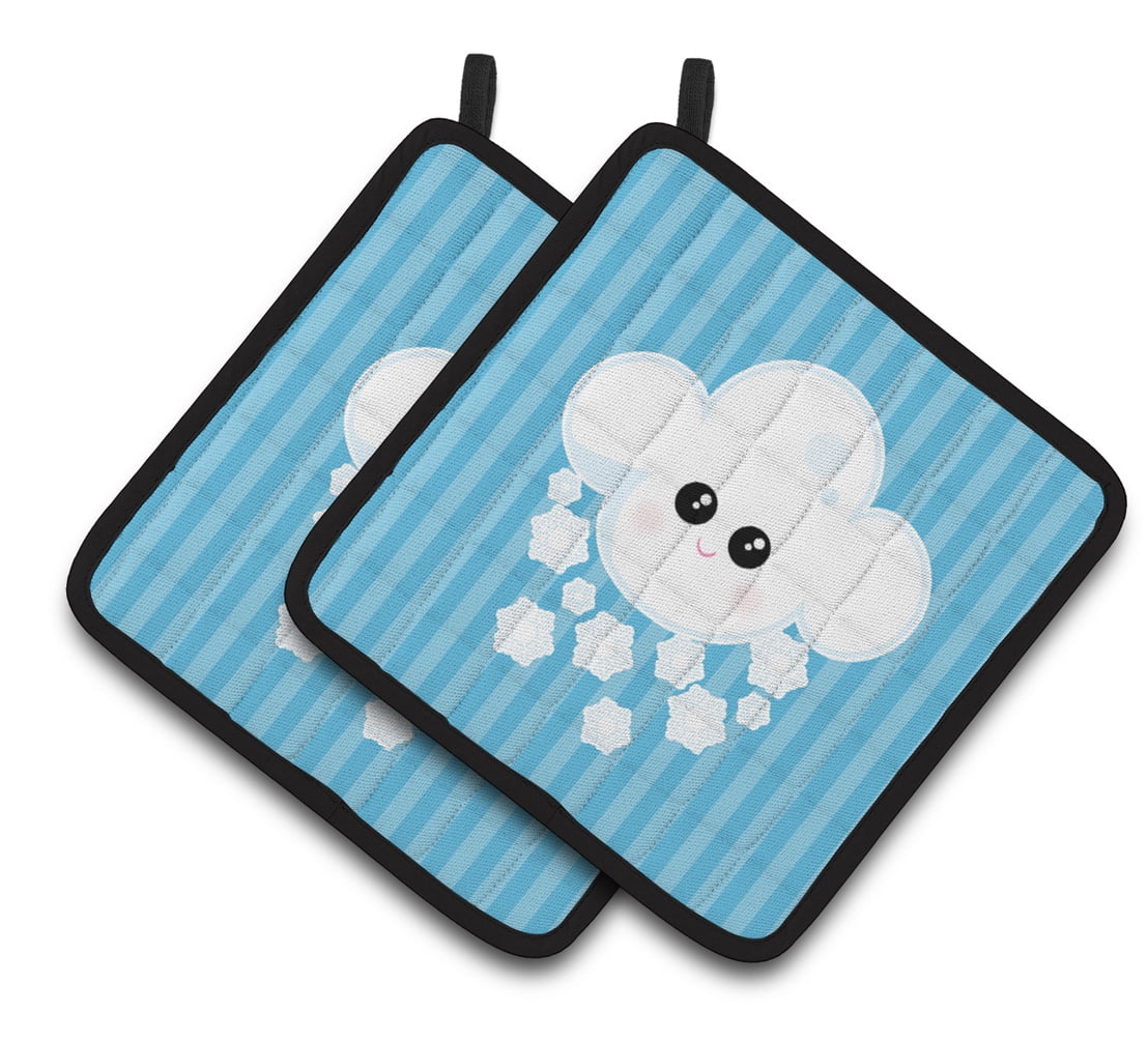 Weather Snowing Face Pair of Pot Holders