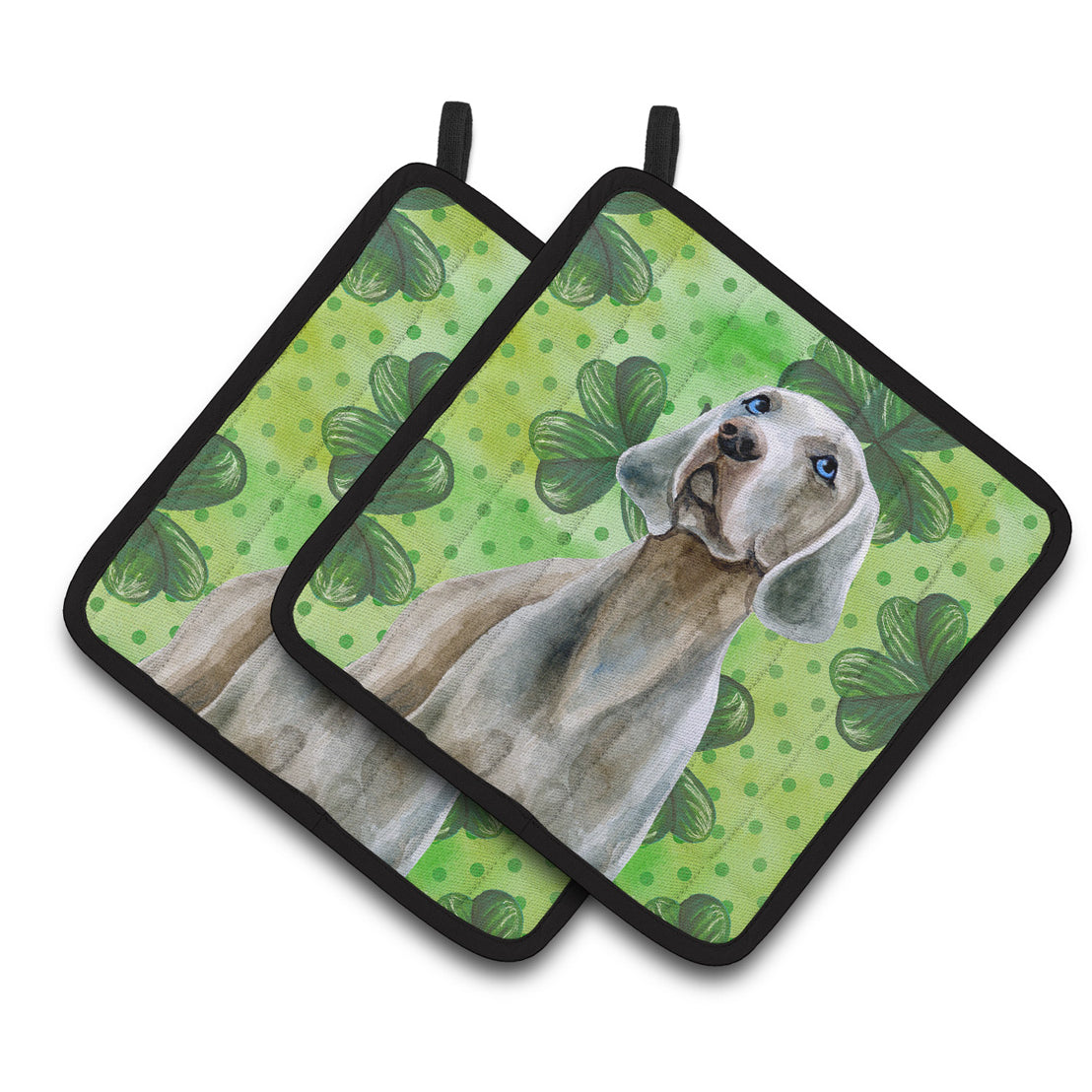 Weimaraner St Patrick's Pair of Pot Holders
