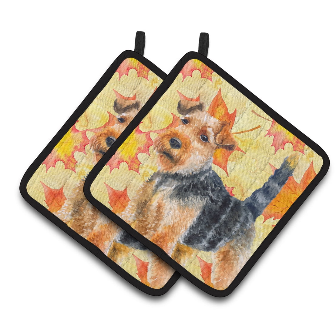 Caroline's Treasures Welsh Terrier Fall Pair of Pot Holders