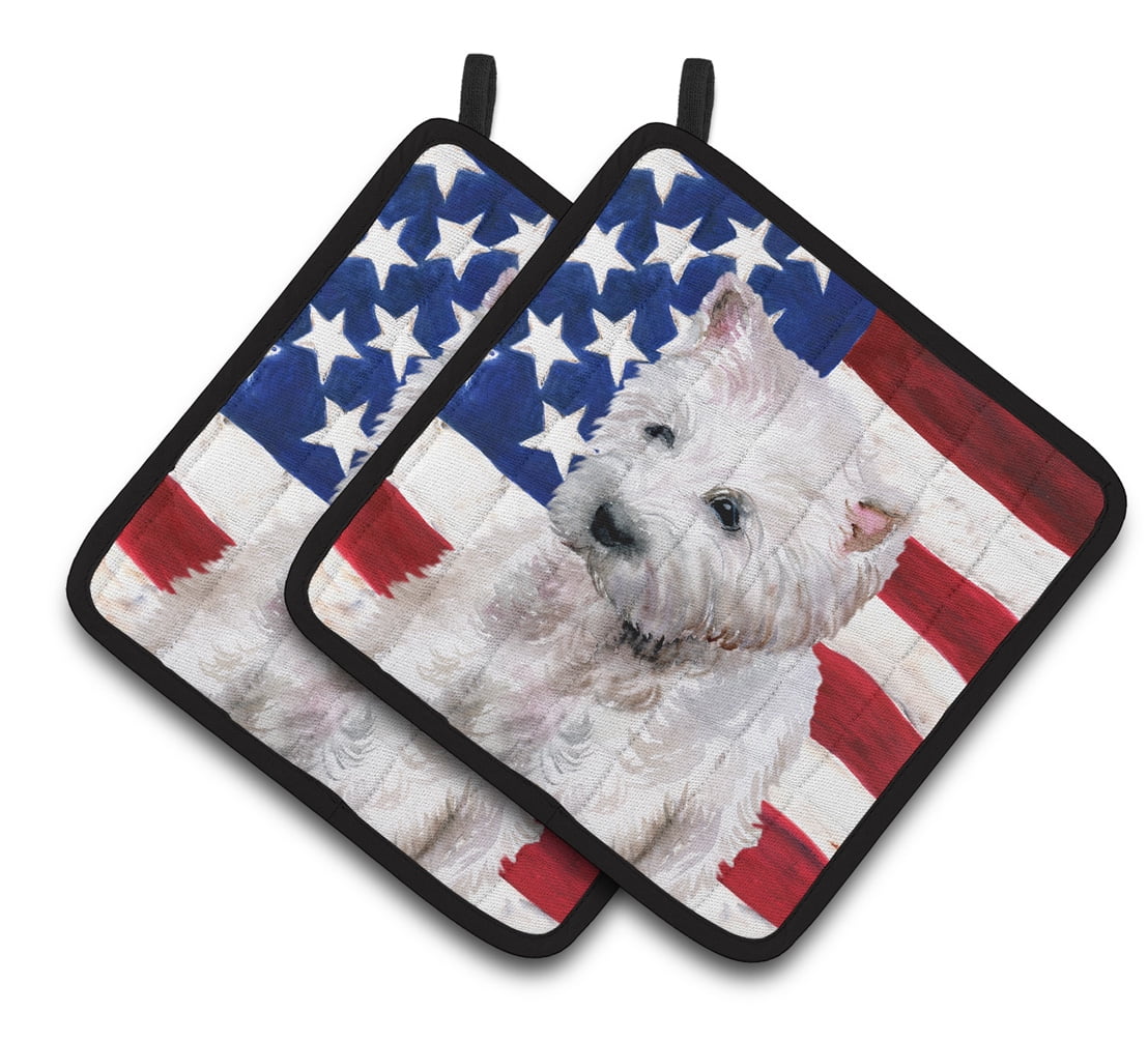 Caroline's Treasures Westie Patriotic Pair of Pot Holders