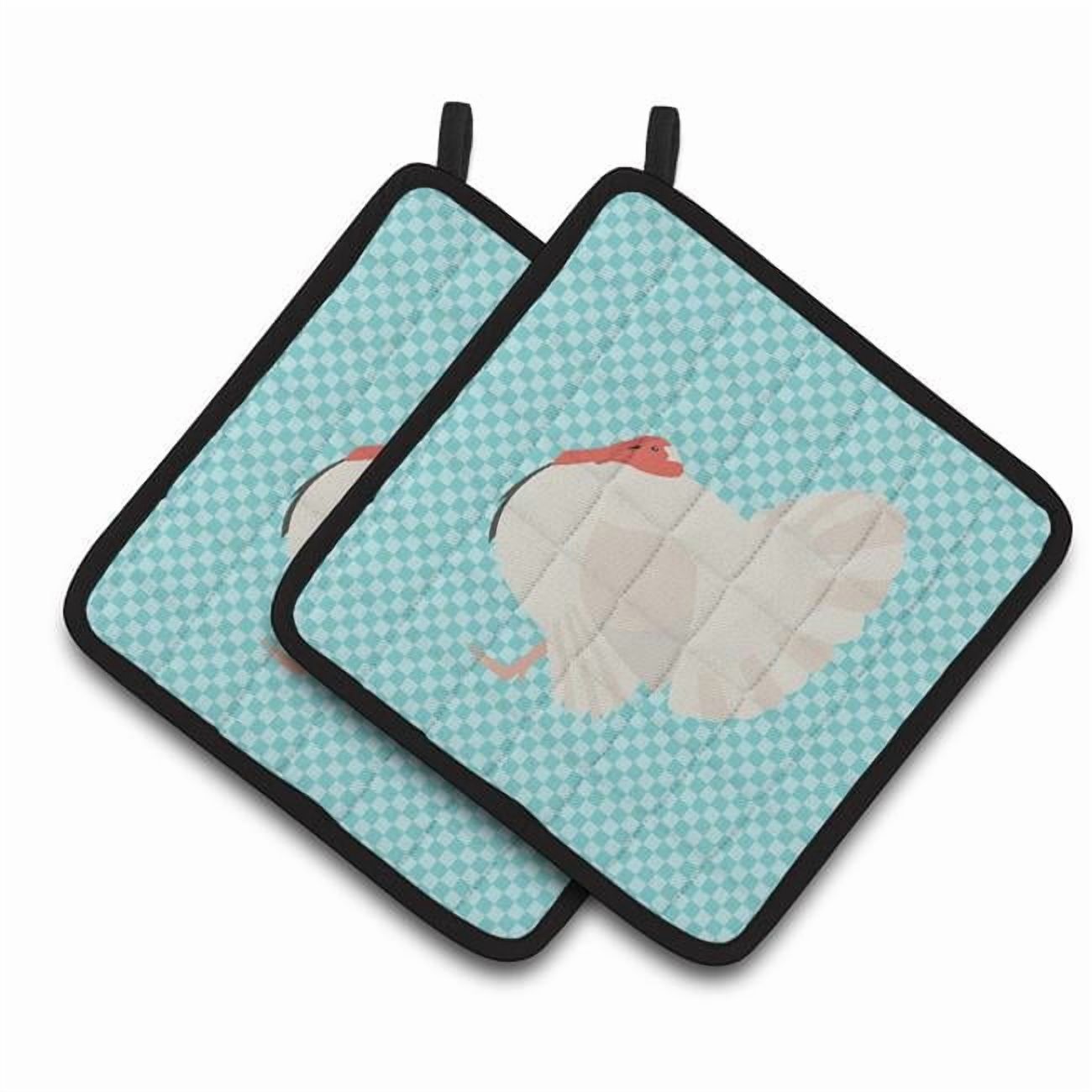Caroline's Treasures White Holland Turkey Blue Check Pair of Pot Holders