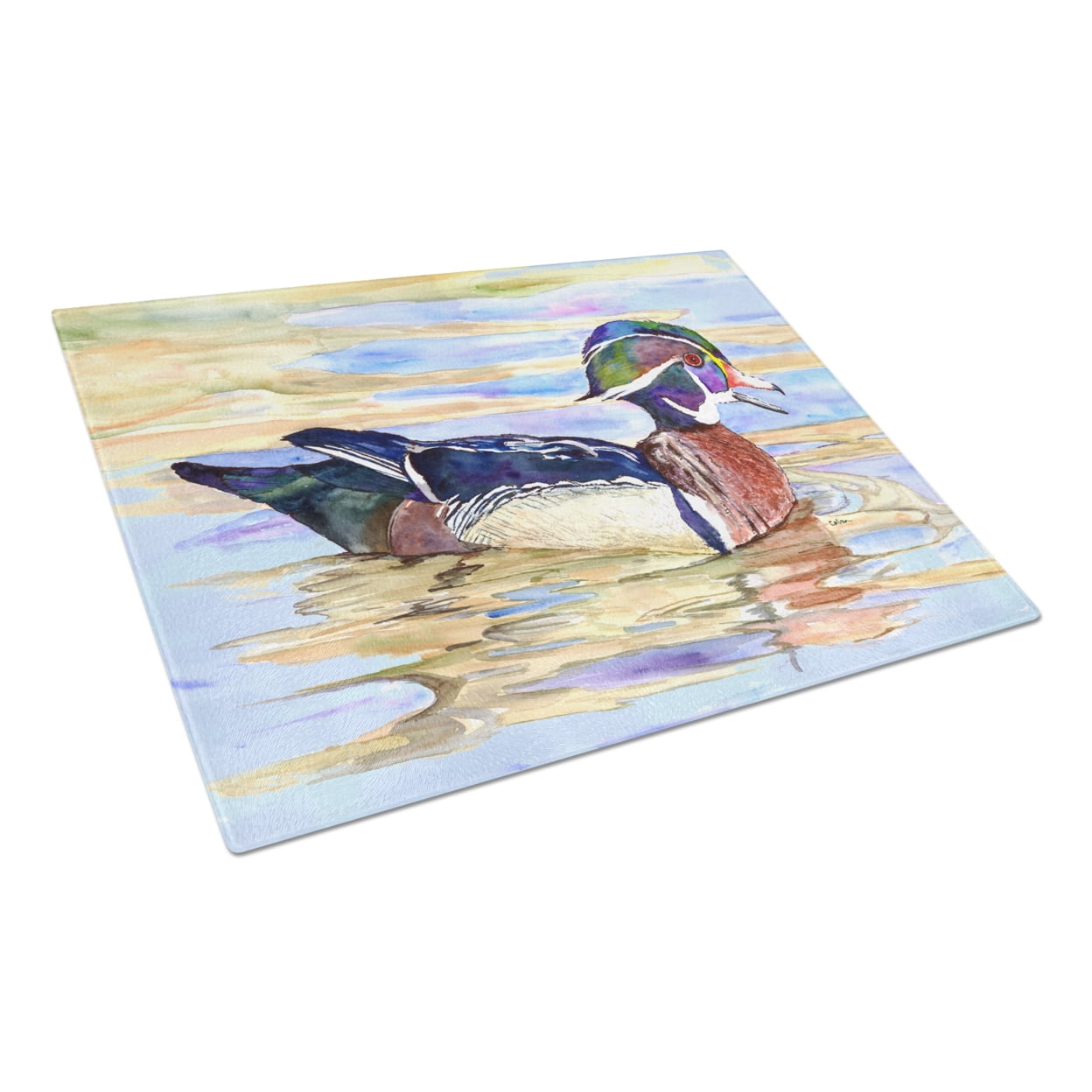 Caroline's Treasures Wood Duck Glass Cutting Board Large