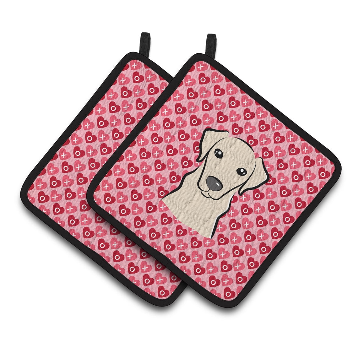 Caroline's Treasures Yellow Labrador Hearts Pair of Pot Holders
