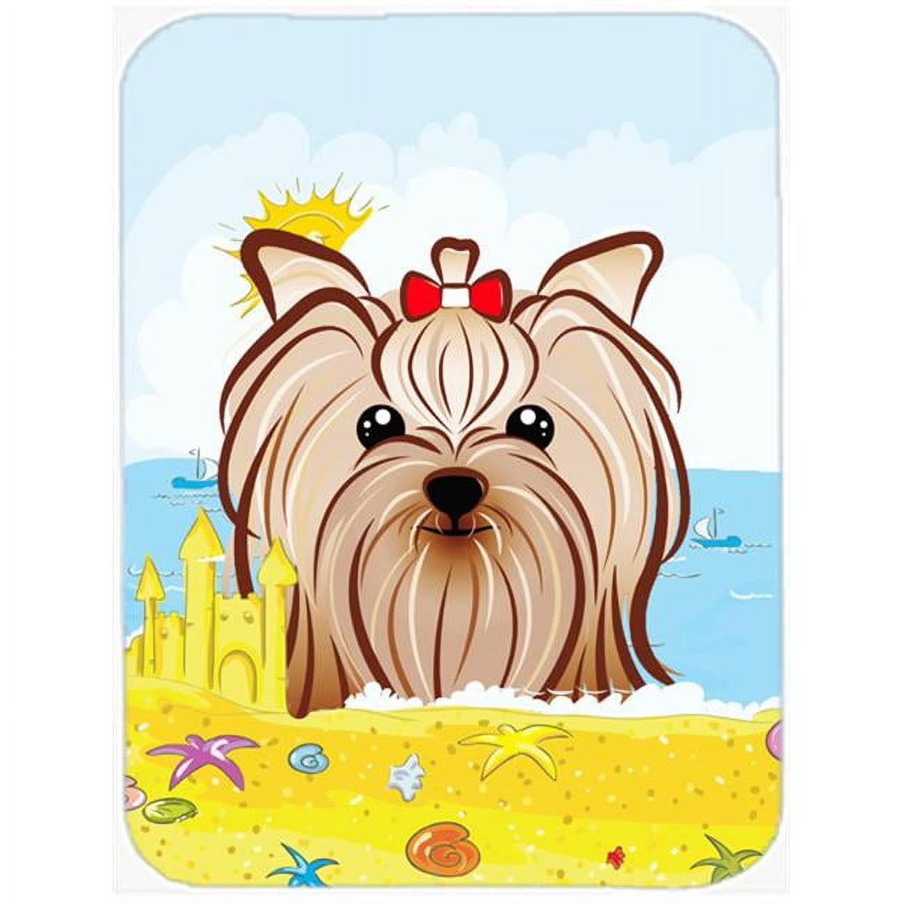 Caroline's Treasures Yorkie Yorkshire Terrier Summer Beach Glass Cutting Board Large