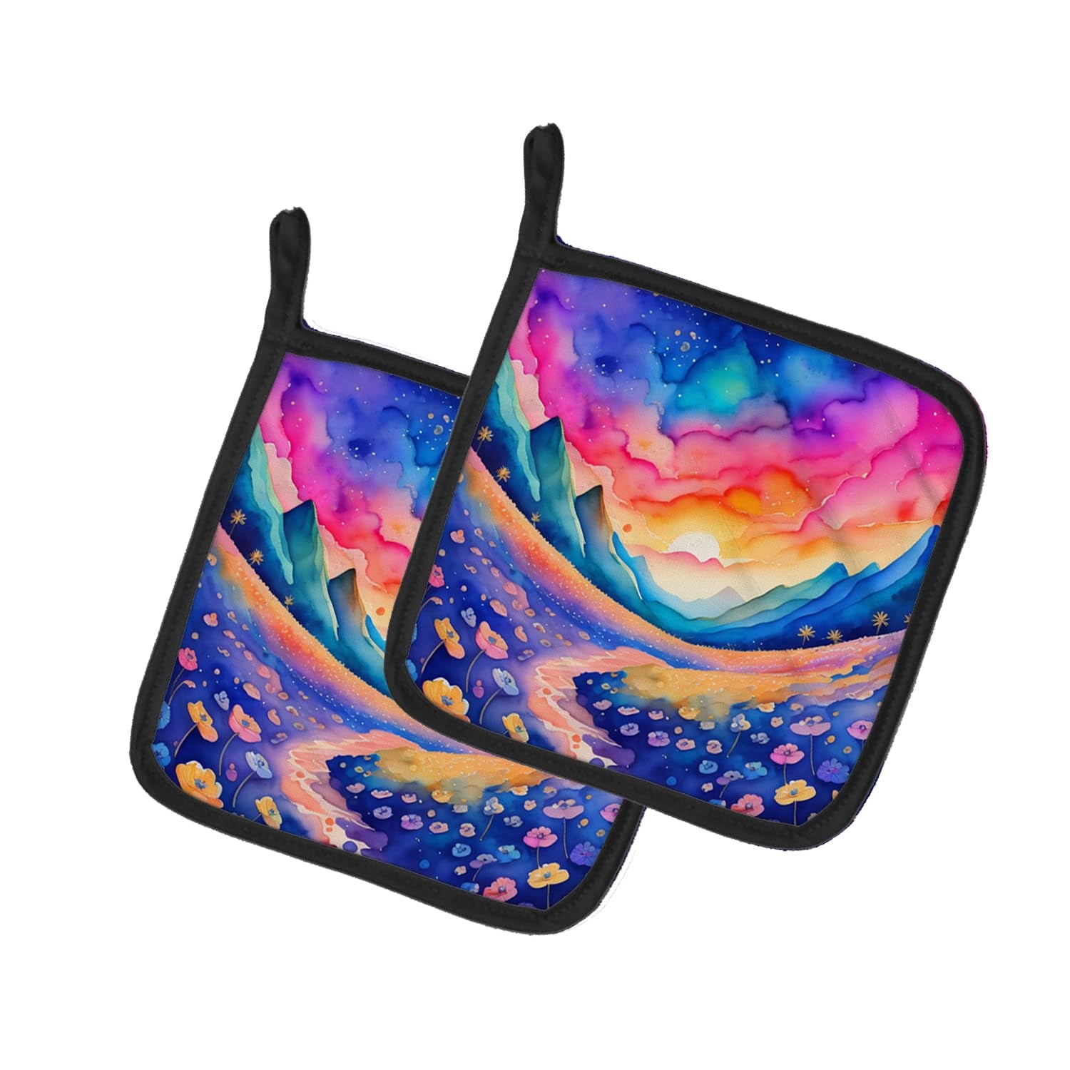 Carolines Treasures 0.3 x 7.5 x 7.5 in. Colorful Periwinkles Pair of Pot Holders