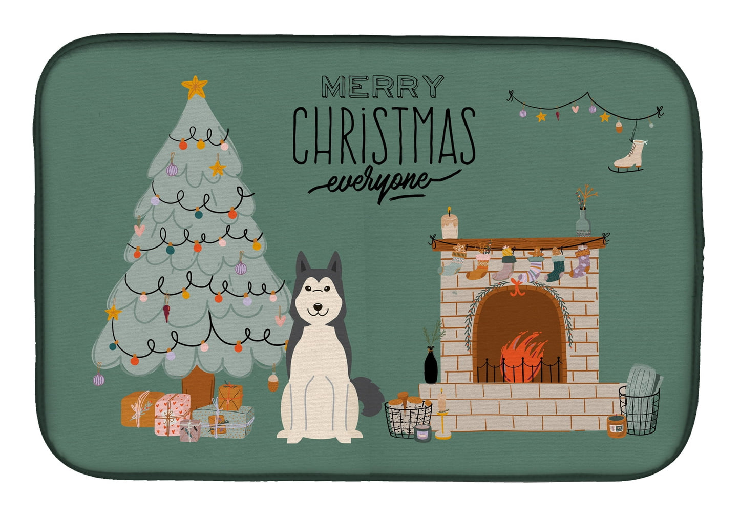 West Siberian Laika Spitz Christmas Everyone Dish Drying Mat