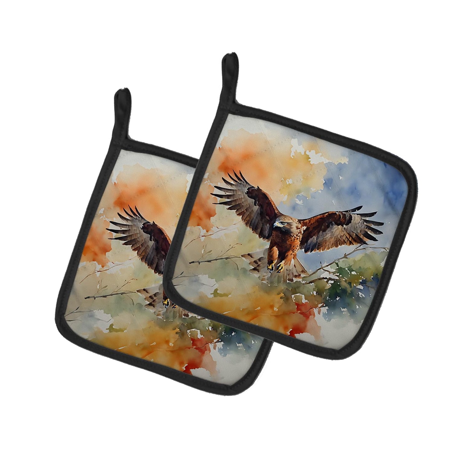 Carolines Treasures 7.5 x 7.5 in. Hawk Pot Holders - Set of 2