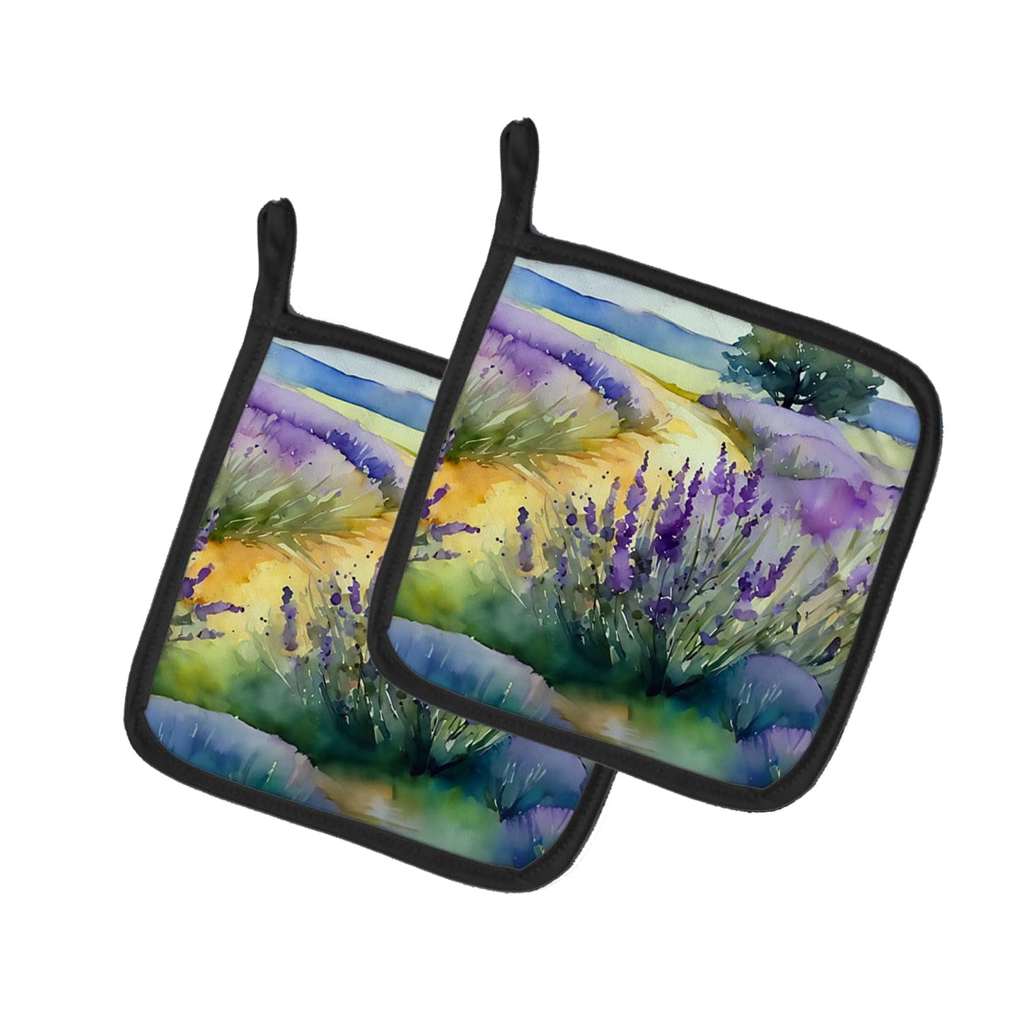 Carolines Treasures 7.5 x 7.5 in. Lavender in Watercolor Pot Holders - Set of 2