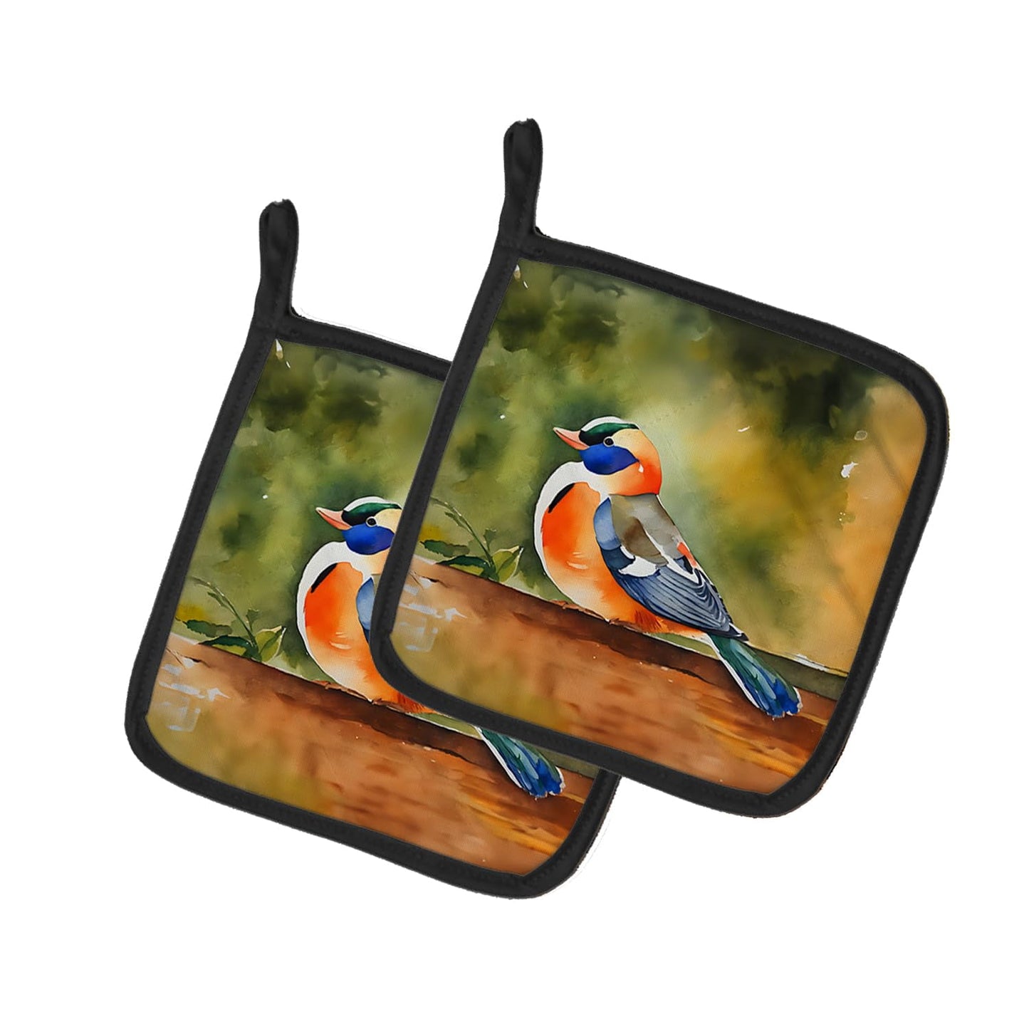 Carolines Treasures 7.5 x 7.5 in. Mandarin Duck Pot Holders - Set of 2