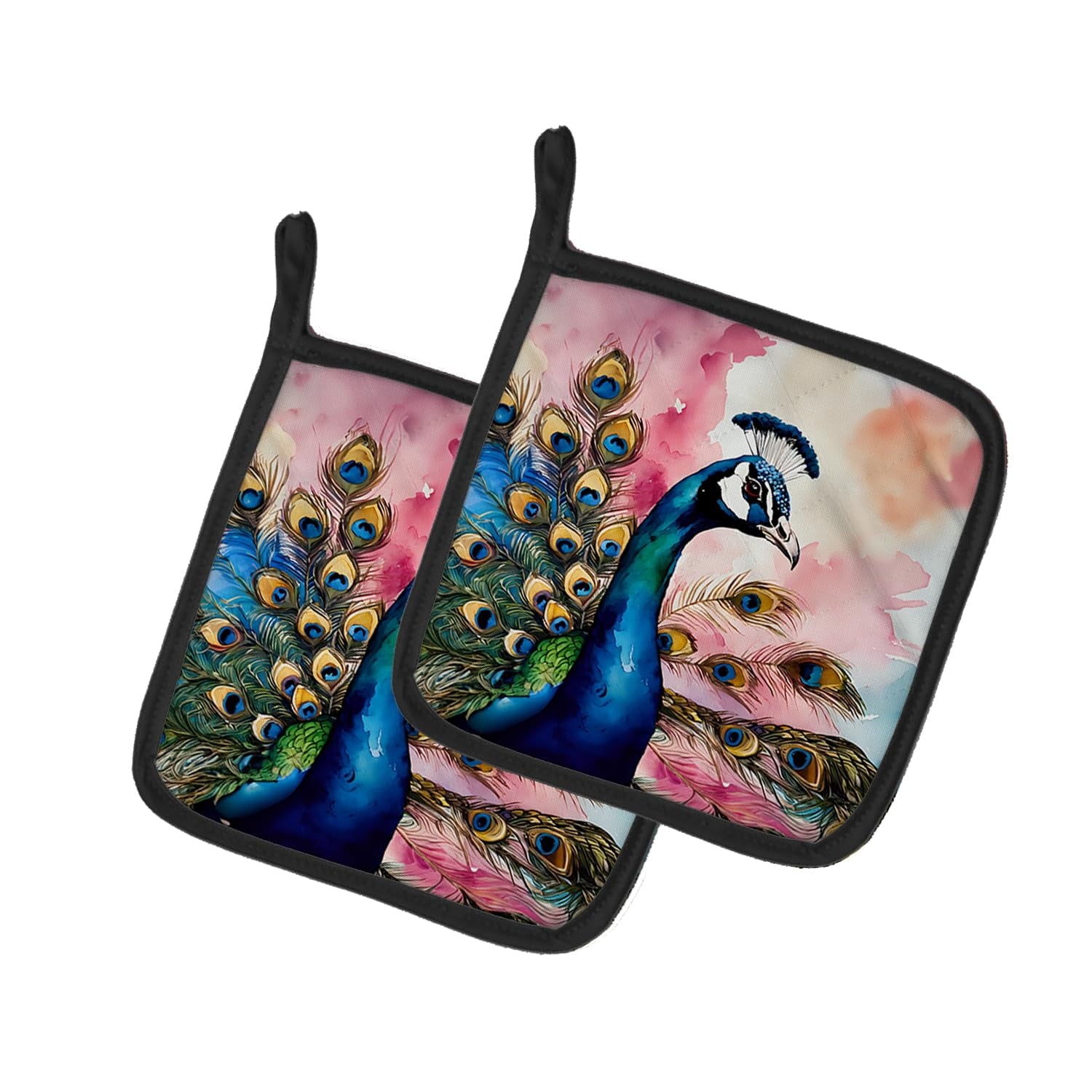 Carolines Treasures 7.5 x 7.5 in. Peacock Pot Holders - Set of 2