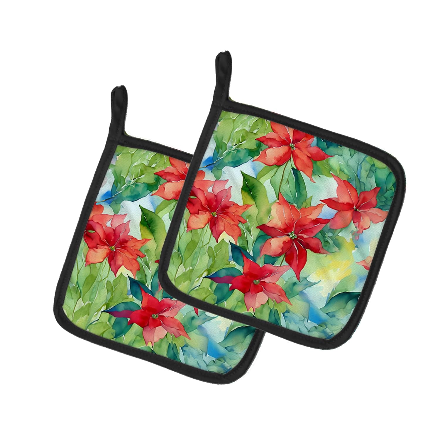 Carolines Treasures 7.5 x 7.5 in. Poinsettias in Watercolor Pot Holders - Set of 2