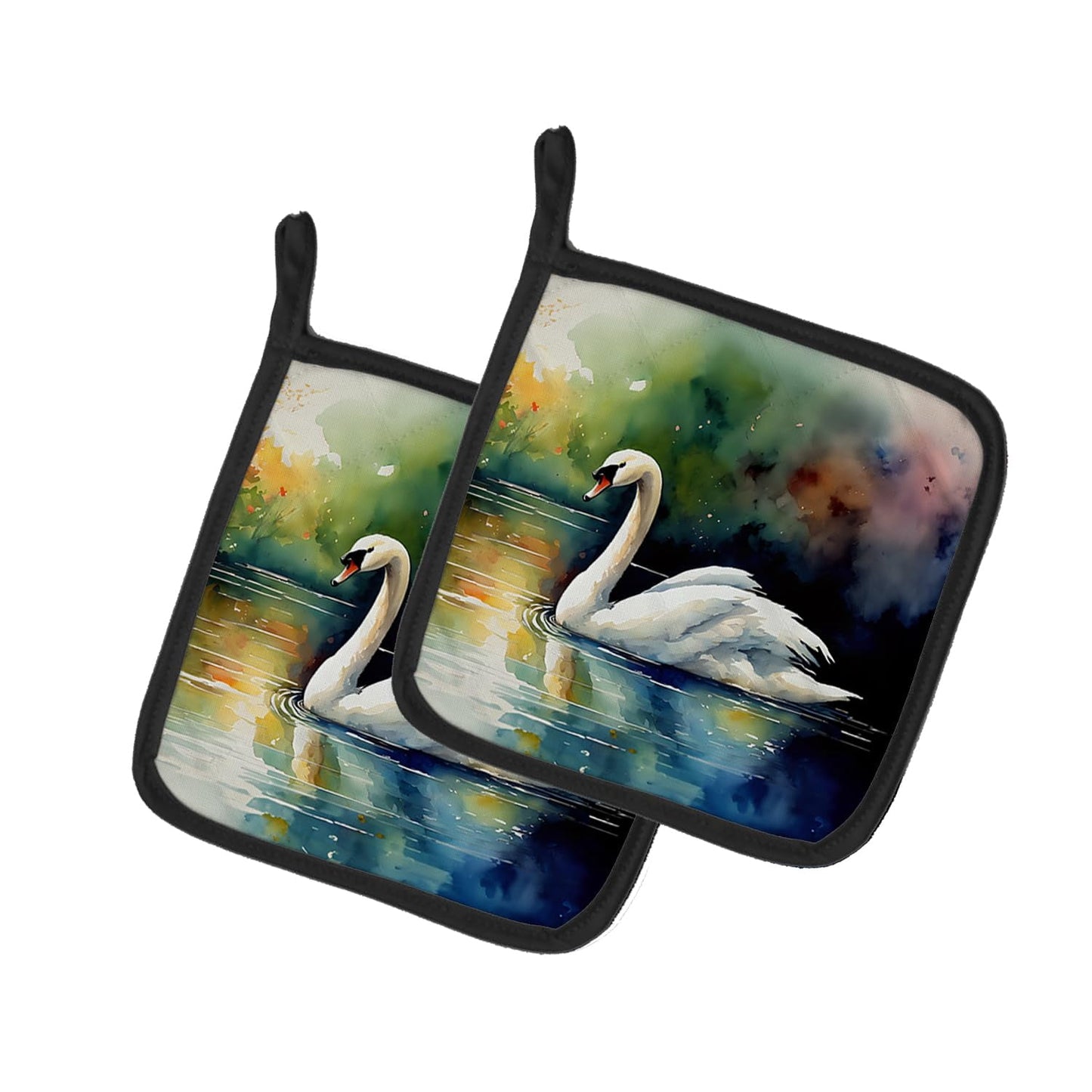 Carolines Treasures 7.5 x 7.5 in. Swan Pot Holders - Set of 2