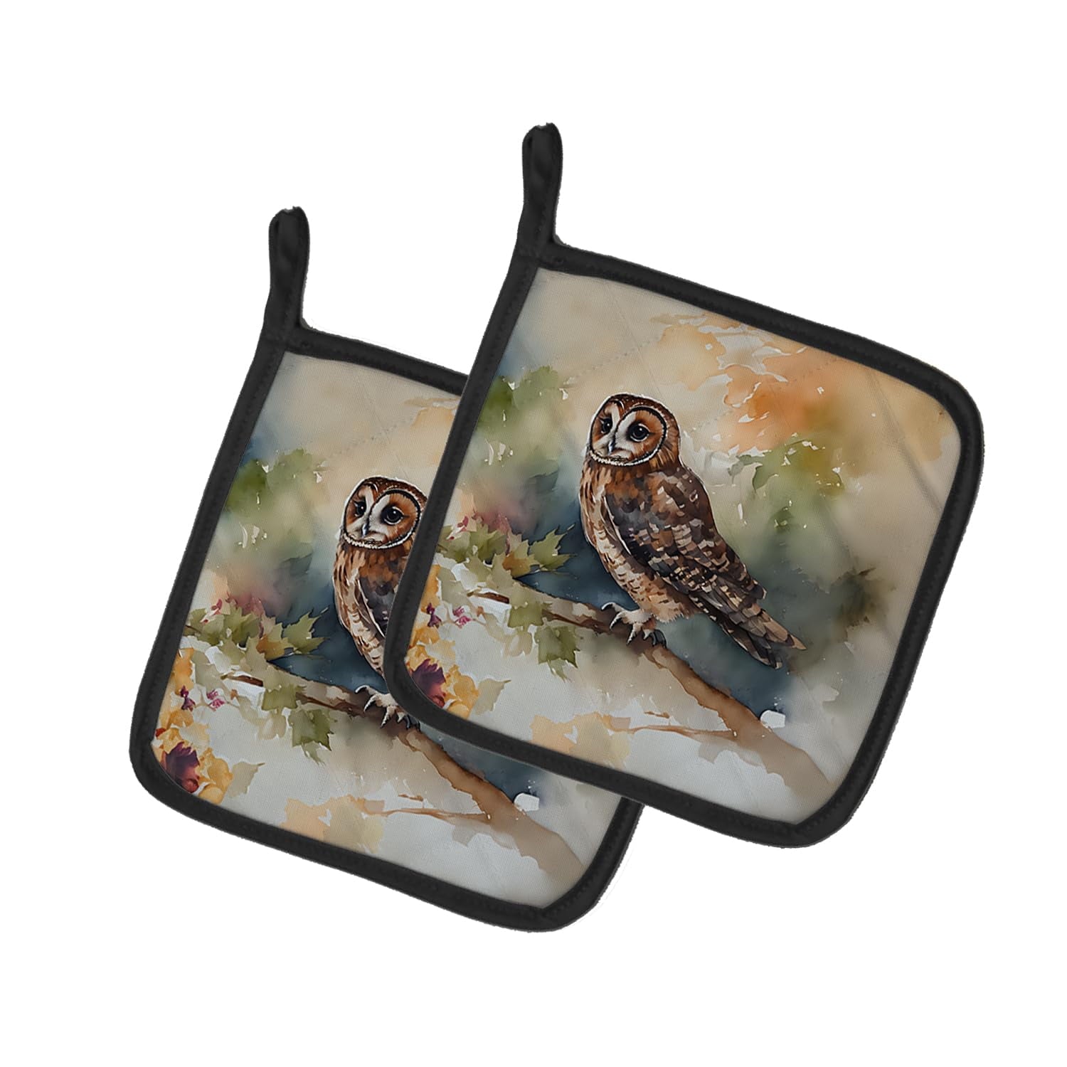 Carolines Treasures 7.5 x 7.5 in. Tawny Owl Pot Holders - Set of 2