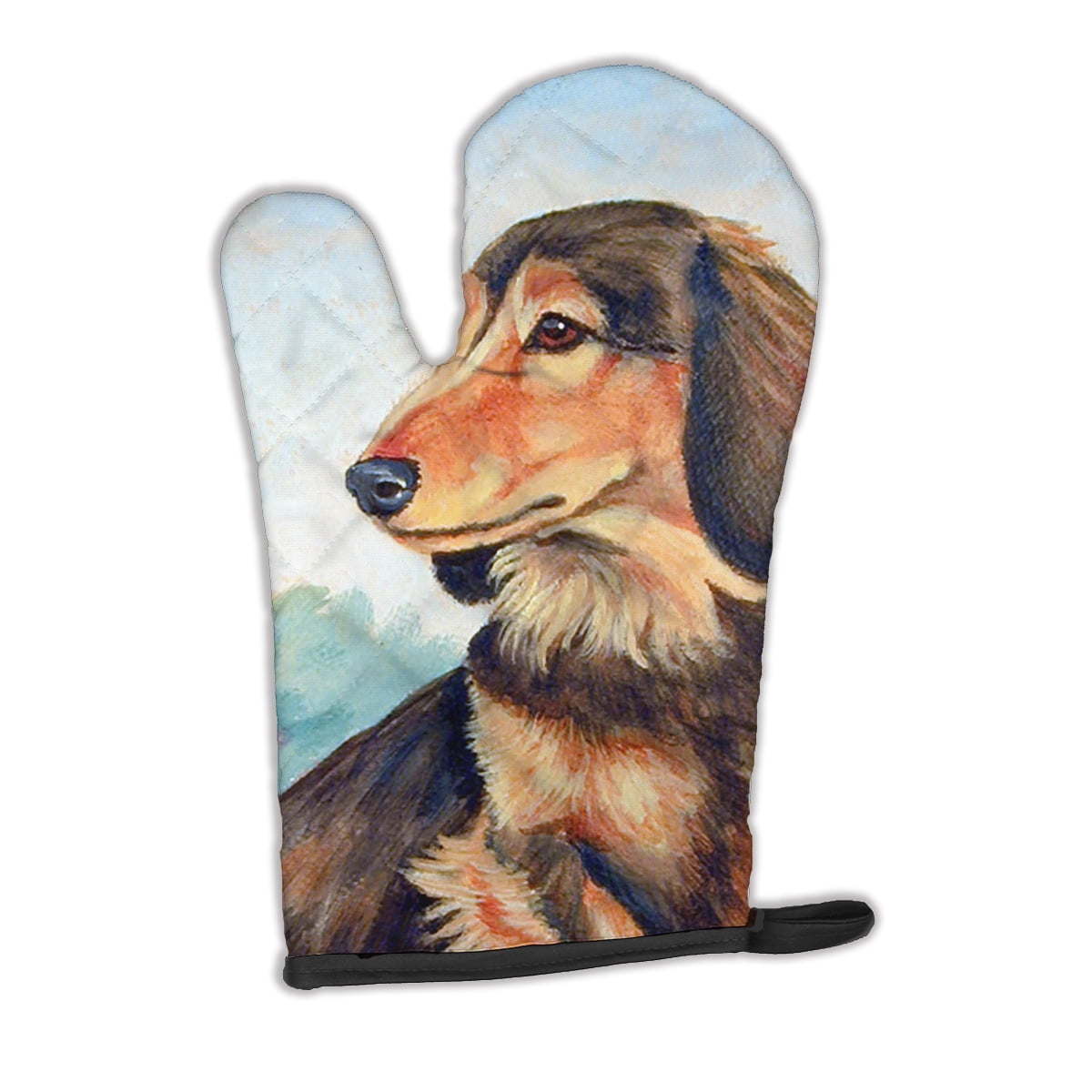 Long Hair Chocolate and Cream Dachshund Oven Mitt