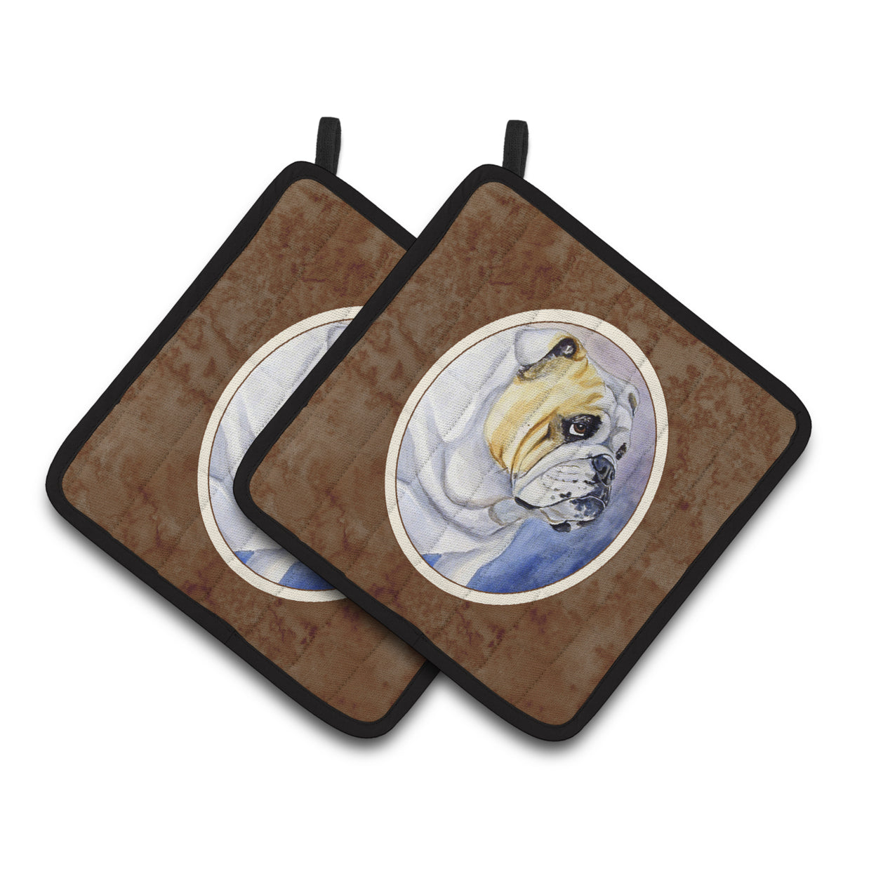 Carolines Treasures 7028PTHD English Bulldog Pair of Pot Holders , 7.5HX7.5W, multicolor