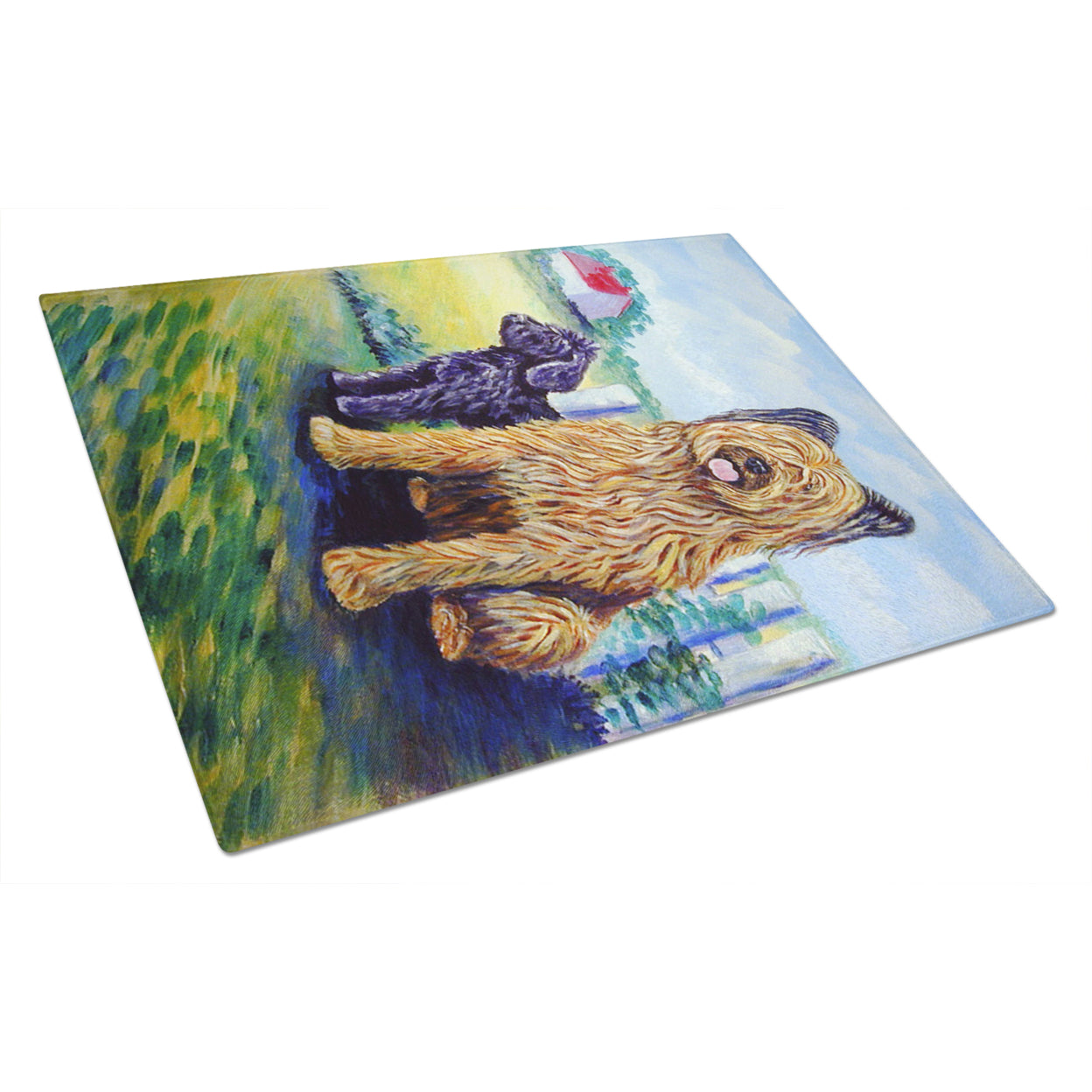 Carolines Treasures 7092LCB Briard Glass Cutting Board Large, 12H x 16W, multicolor