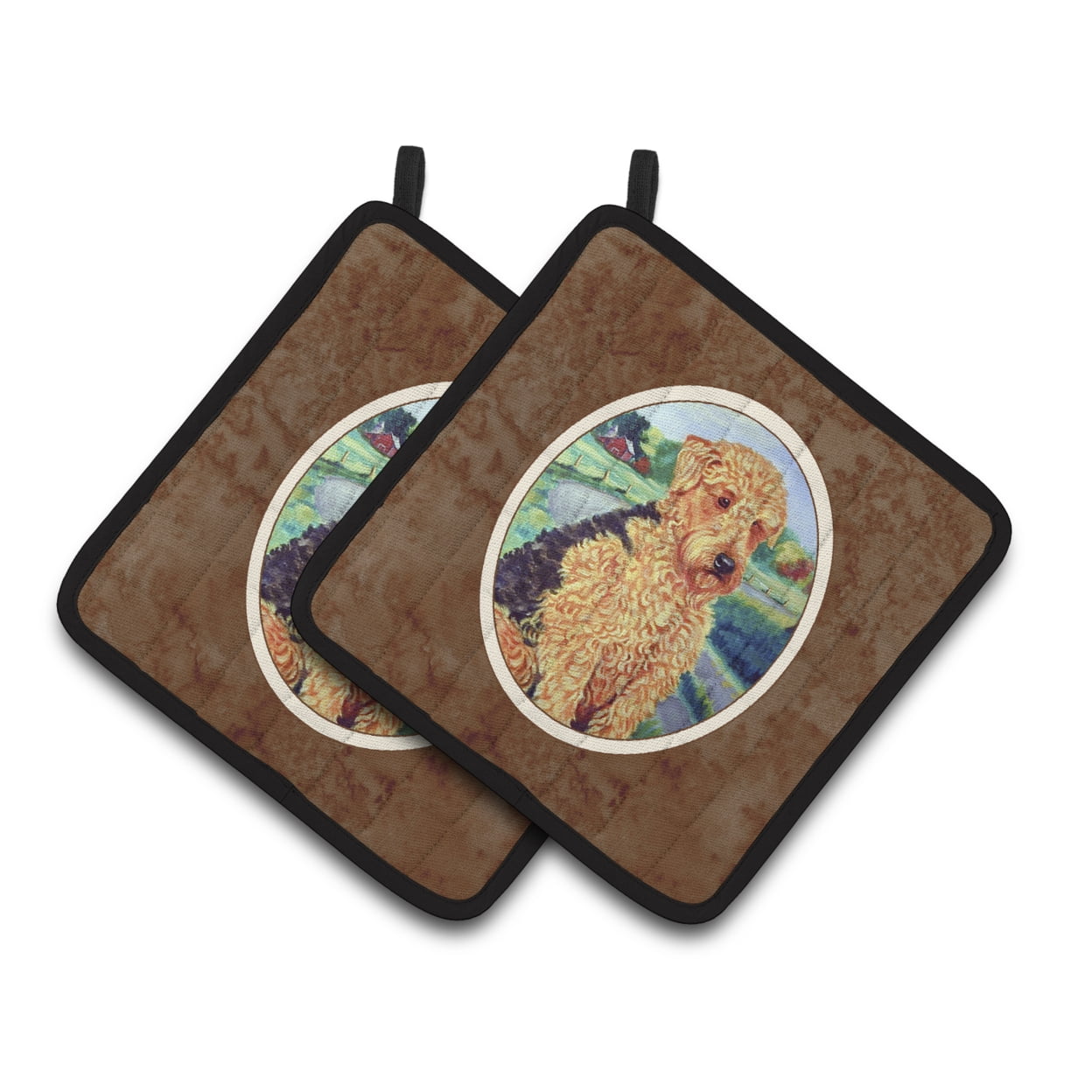 Carolines Treasures 7096PTHD Airedale Terrier Pair of Pot Holders 7.5HX7.5W multicolor