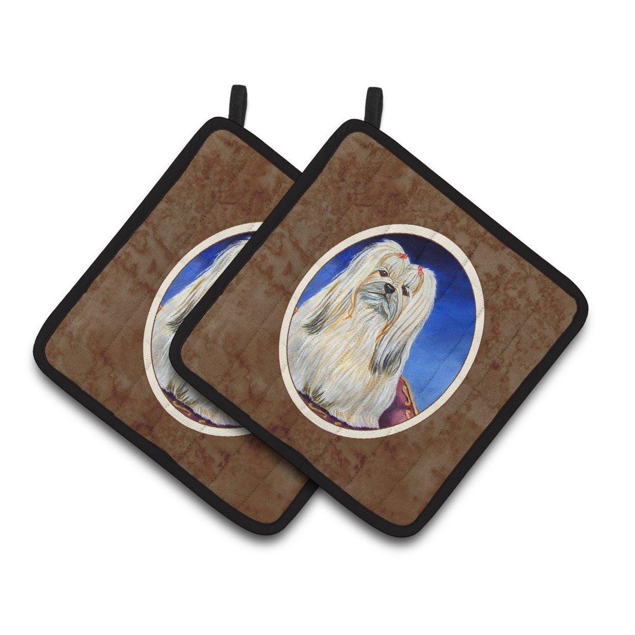 Carolines Treasures 7129PTHD Lhasa Apso Pair of Pot Holders  7.5HX7.5W multicolor