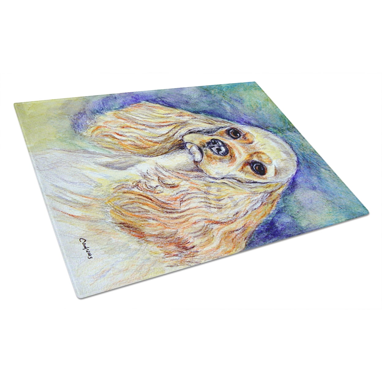 Carolines Treasures 7178LCB Blonde Tan Cocker Spaniel Glass Cutting Board Large, 12H x 16W, multicolor