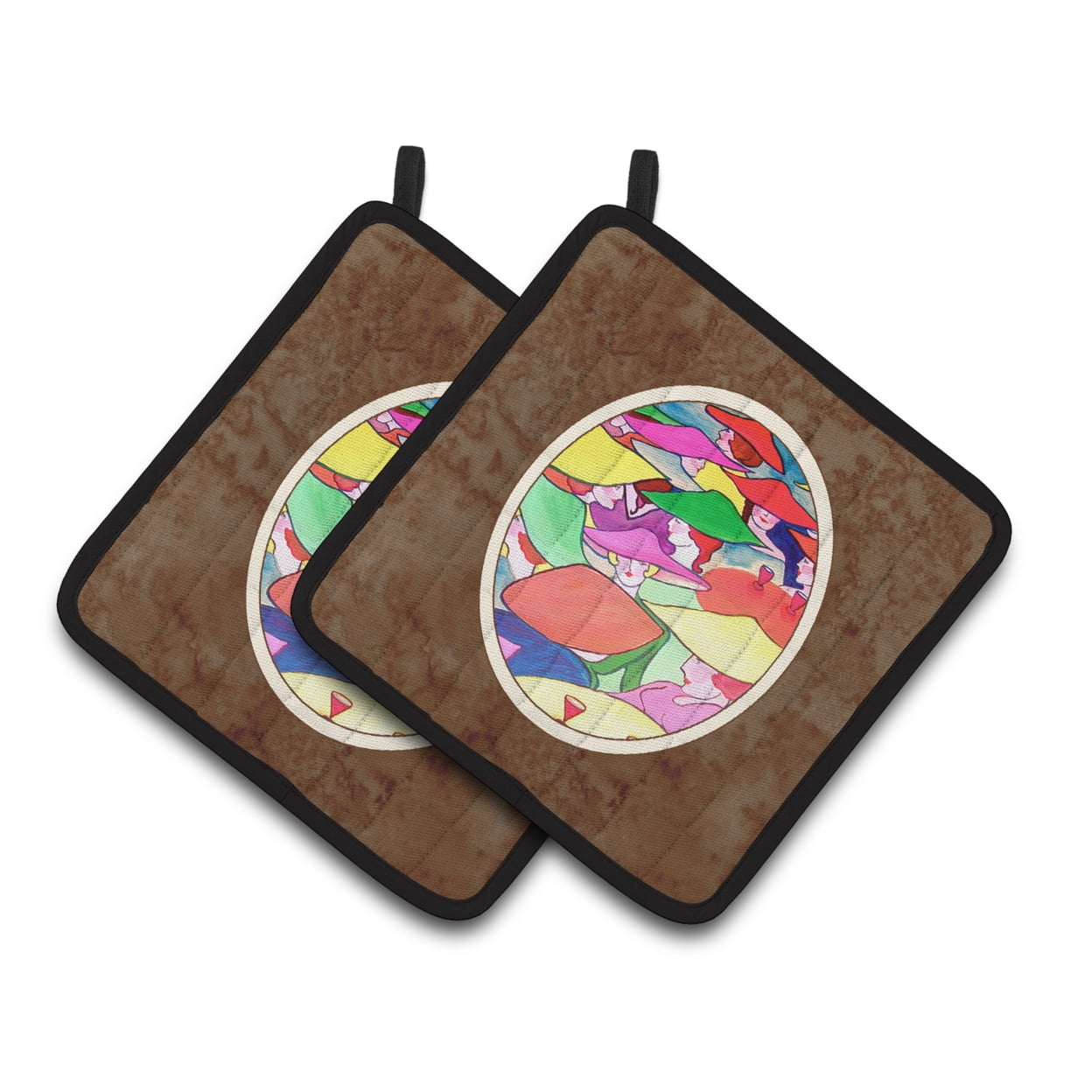 Carolines Treasures 7194PTHD Women in Hats Pair of Pot Holders , 7.5HX7.5W, multicolor