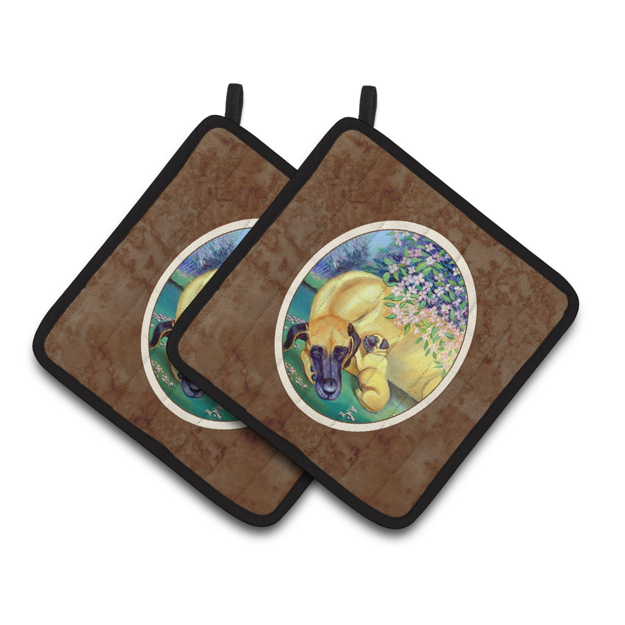 Carolines Treasures 7234PTHD Great Dane and puppy Pair of Pot Holders , 7.5HX7.5W, multicolor
