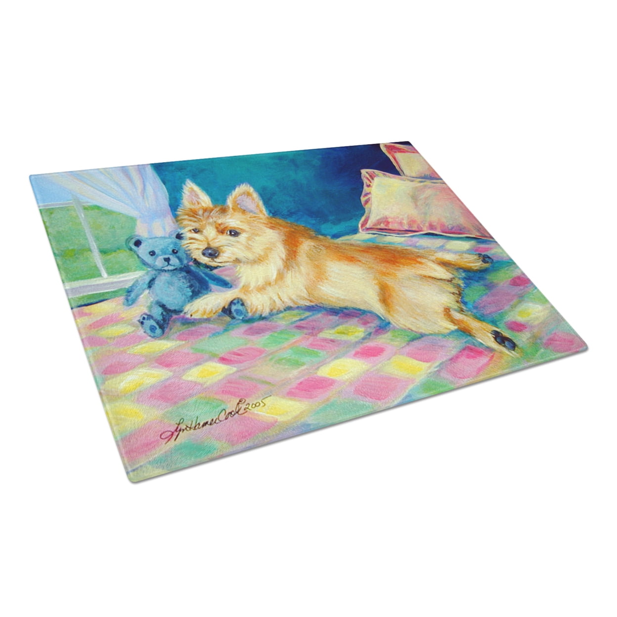 Norwich Terrier Glass Cutting Board Large