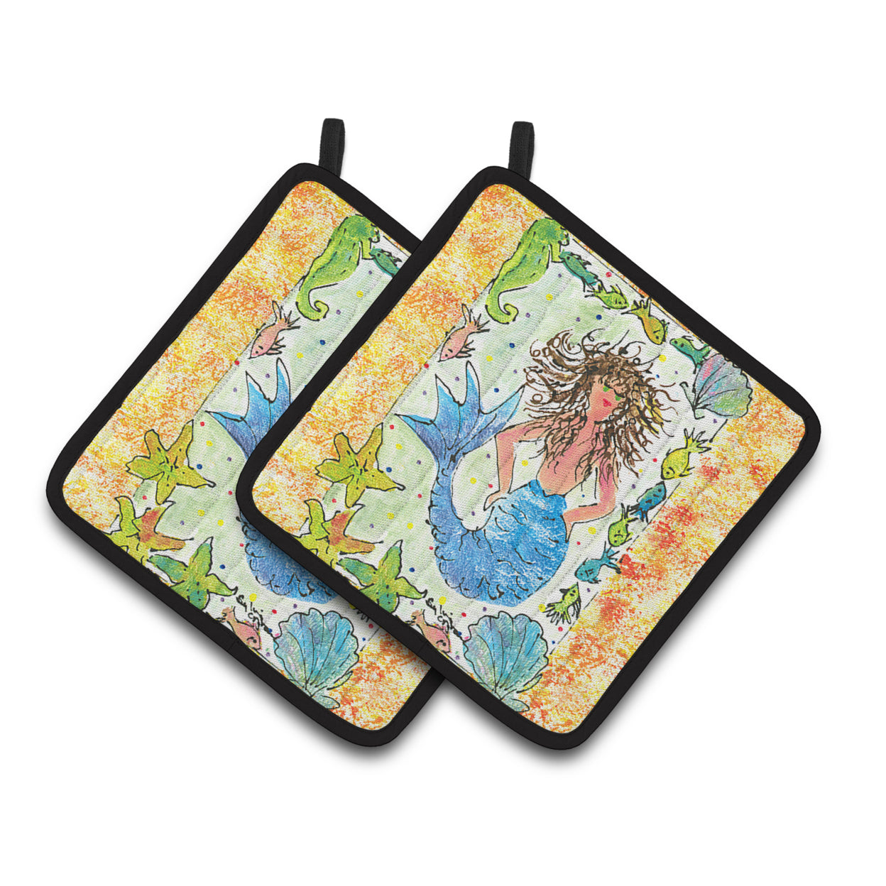 Carolines Treasures 8082PTHD Mermaid Pair of Pot Holders, 7.5HX7.5W, multicolor