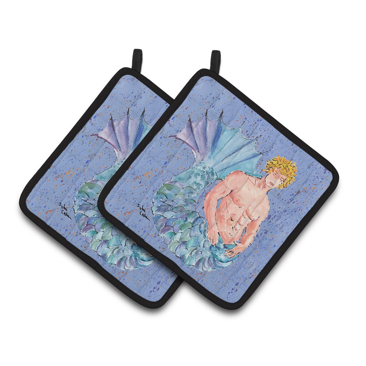 Carolines Treasures 8347PTHD Merman Pair of Pot Holders , 7.5HX7.5W, multicolor